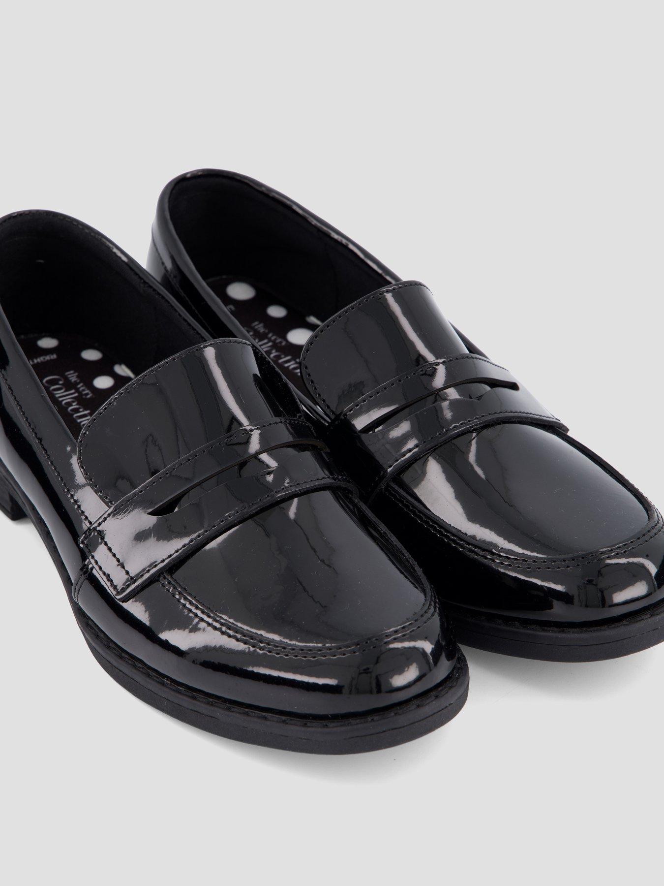 Image 6 of 8 of The Very Collection Wide Fit Older Girls' Cindy Patent Penny Loafer School Shoes - Black