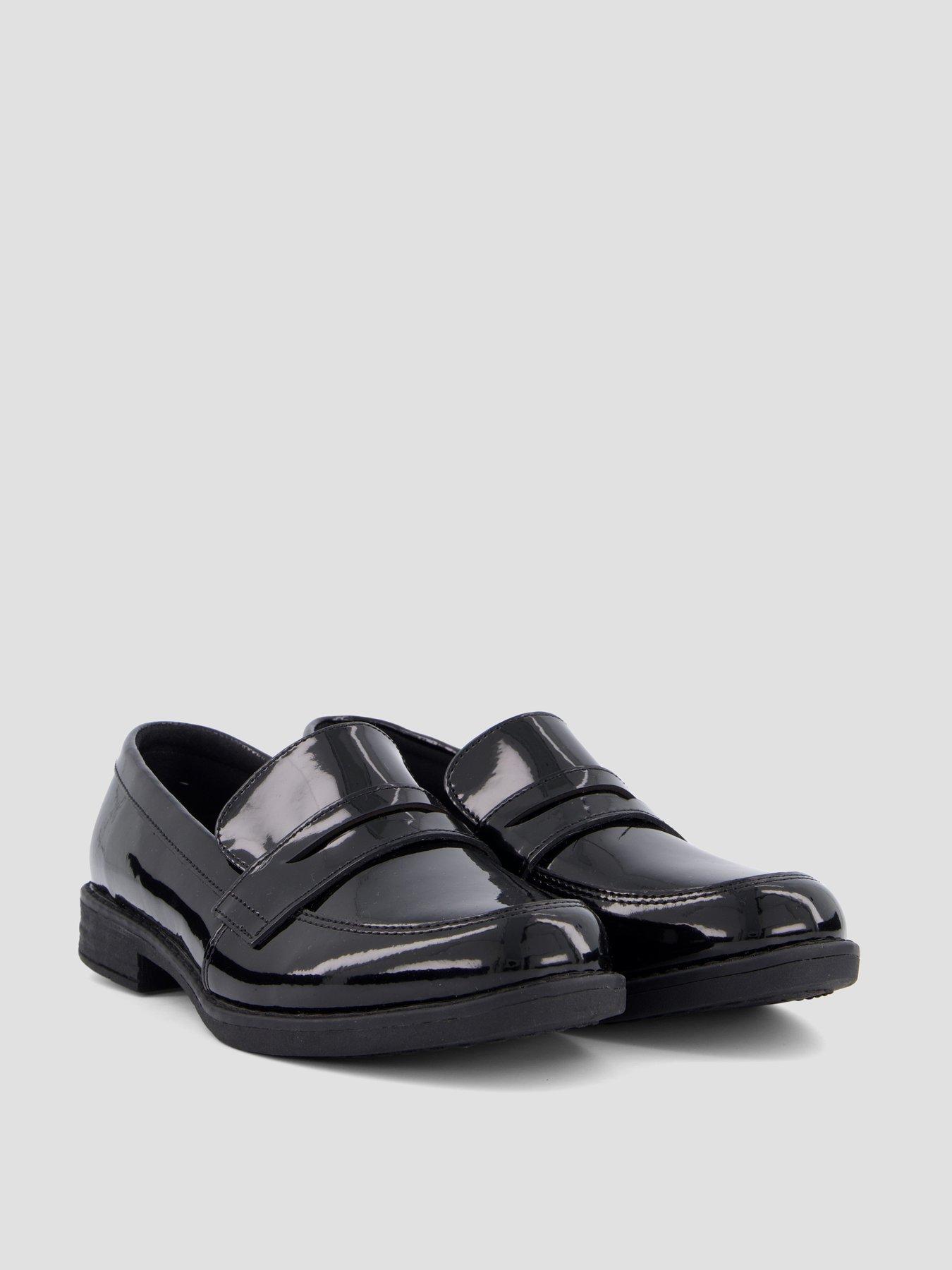 Image 7 of 8 of The Very Collection Wide Fit Older Girls' Cindy Patent Penny Loafer School Shoes - Black