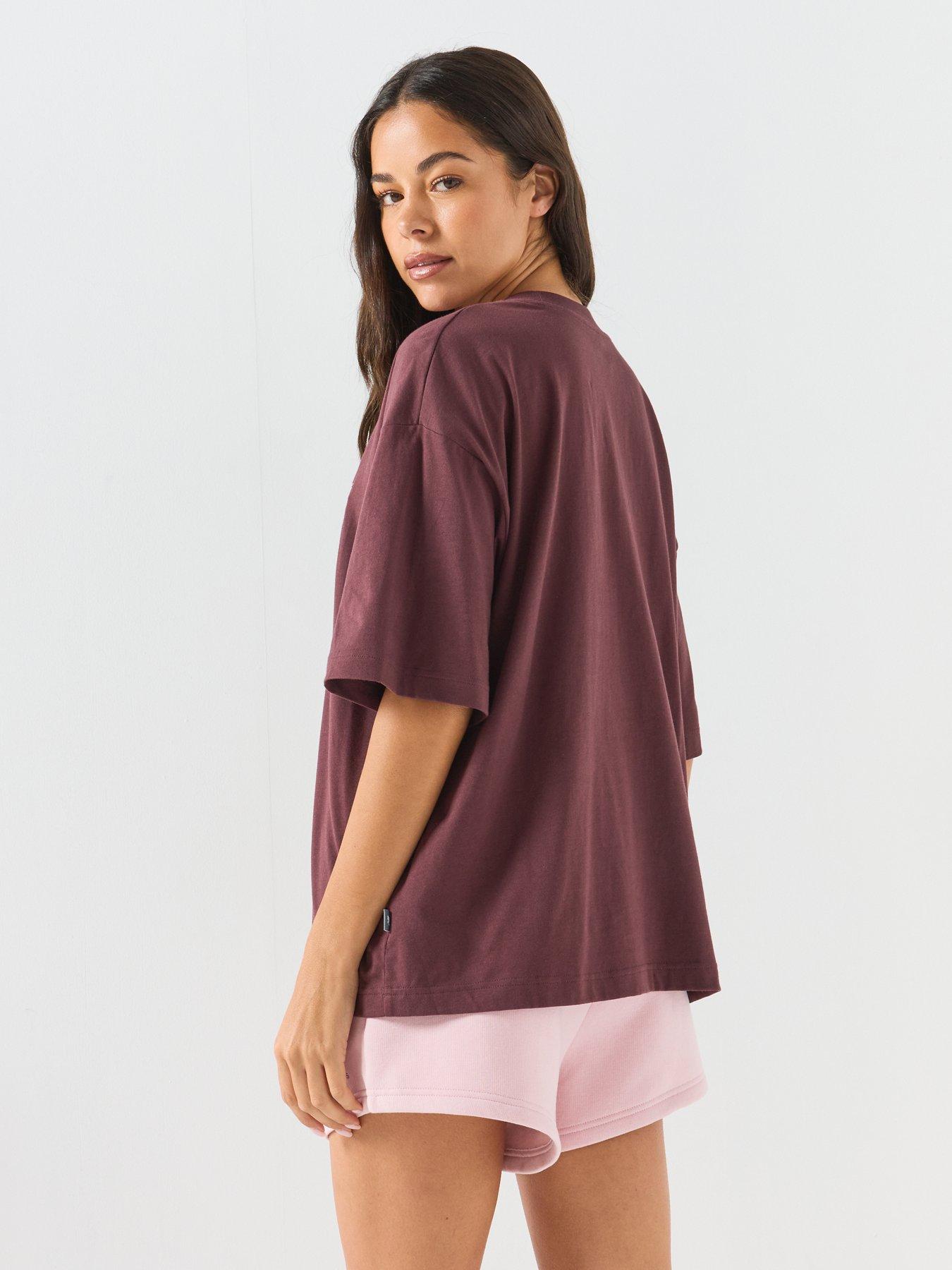 Image 2 of 5 of New Balance Womens Trackside Oversized T-Shirt - Burgundy