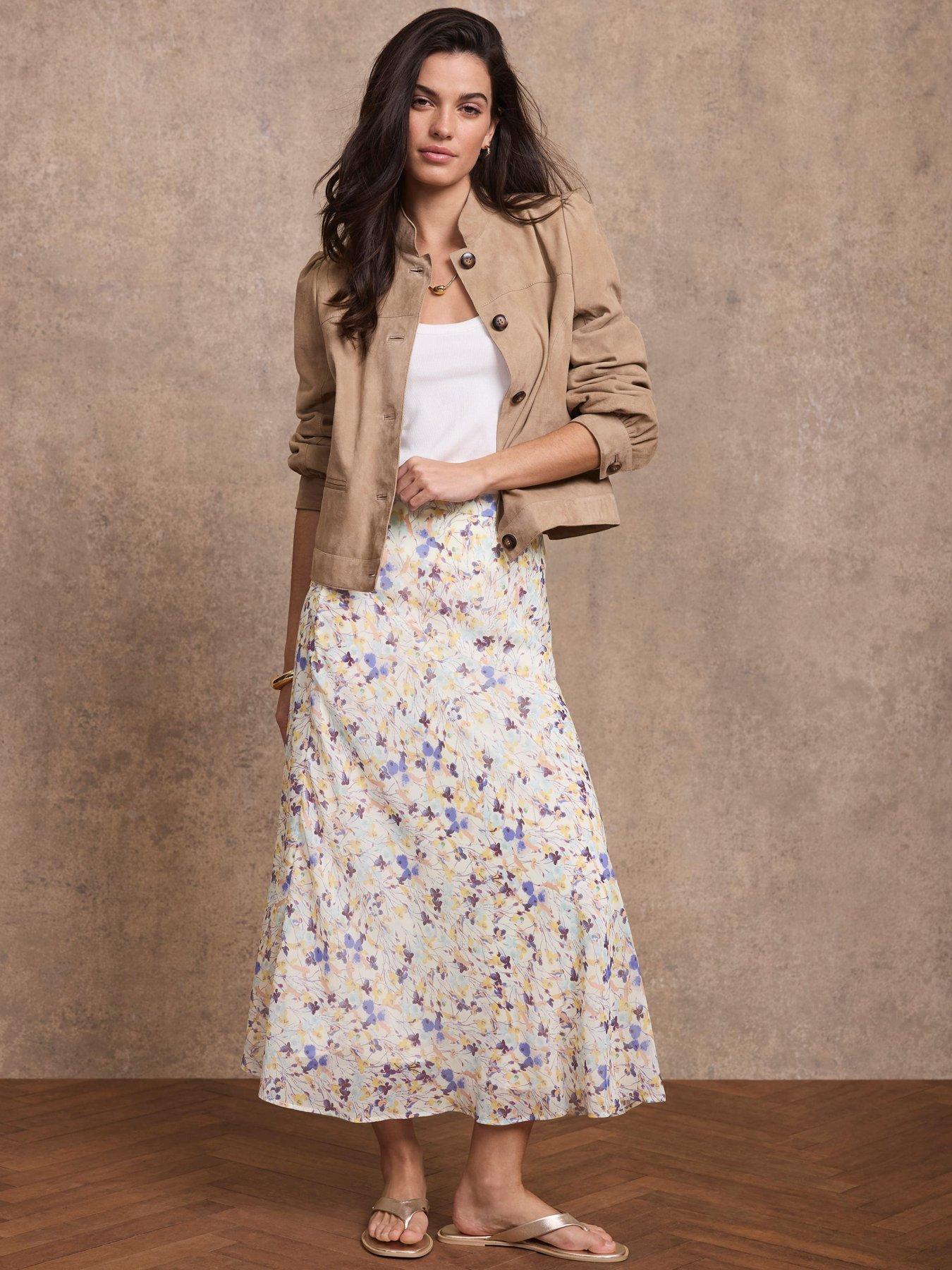 Image 3 of 6 of Mint Velvet Blue Floral Print Skirt