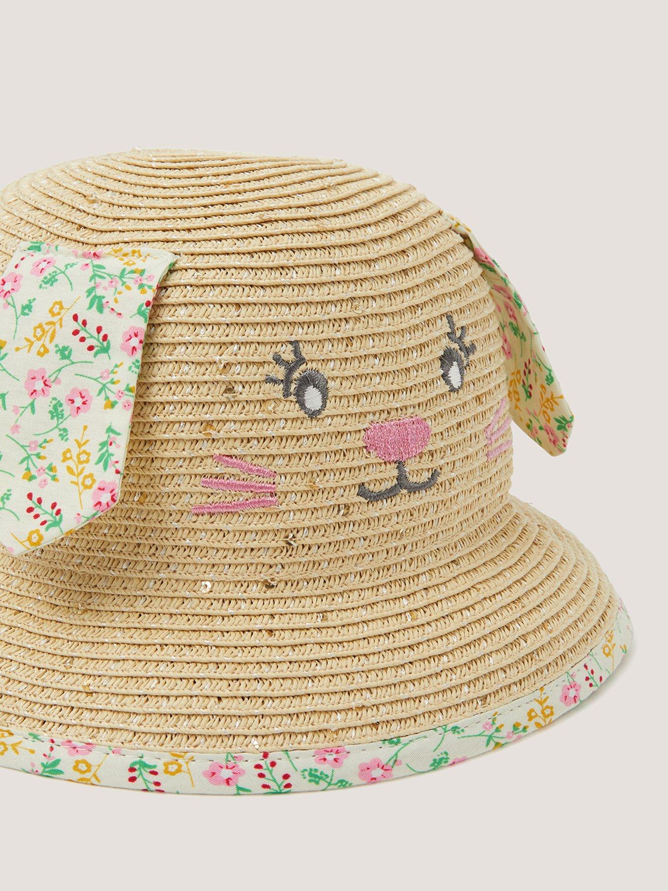 Image 3 of 3 of Monsoon Baby Girls Ditsy Bunny Hat - Multi