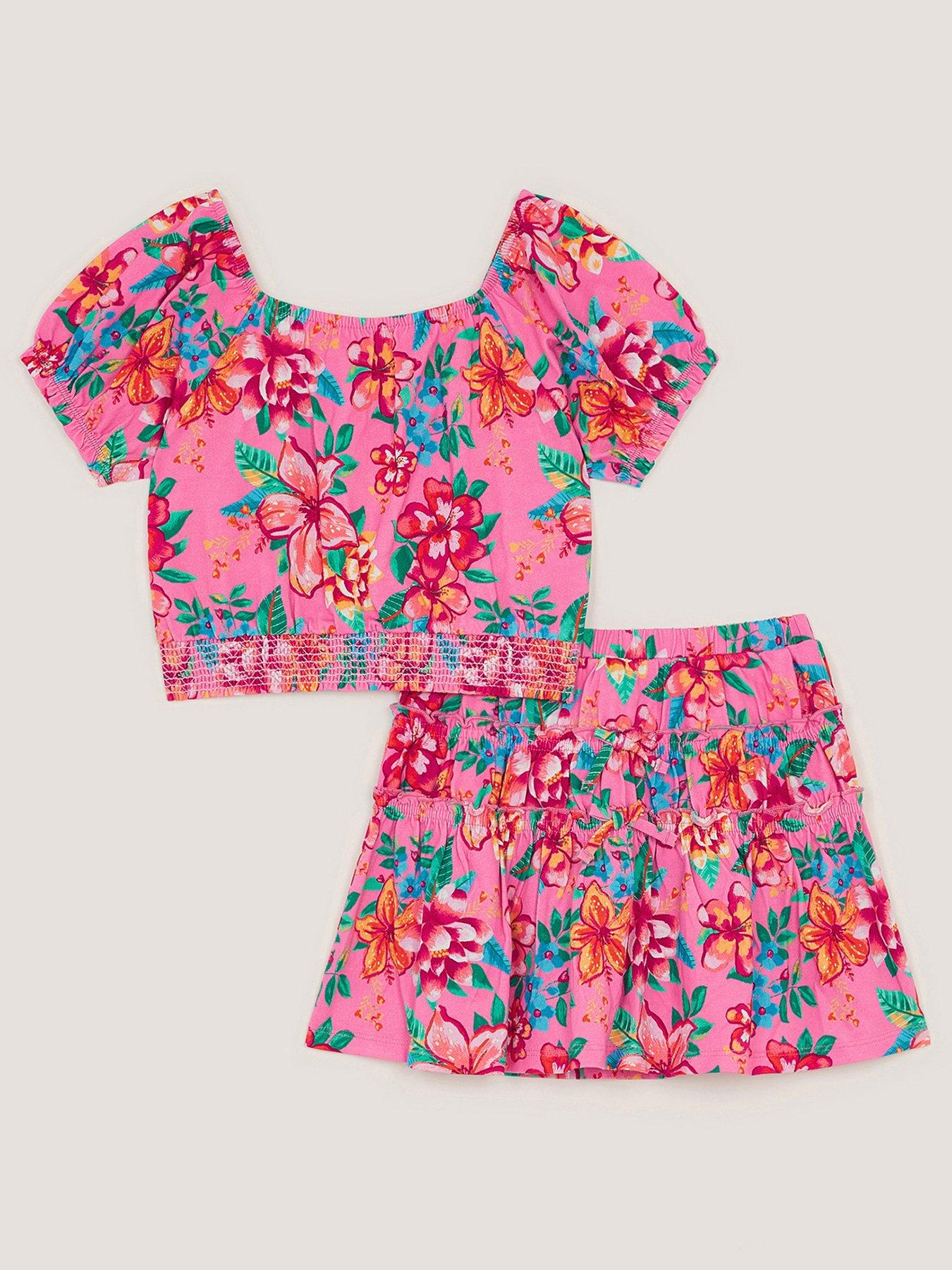 Image 2 of 4 of Monsoon Girls Tropical Jersey Skort Set - Pink