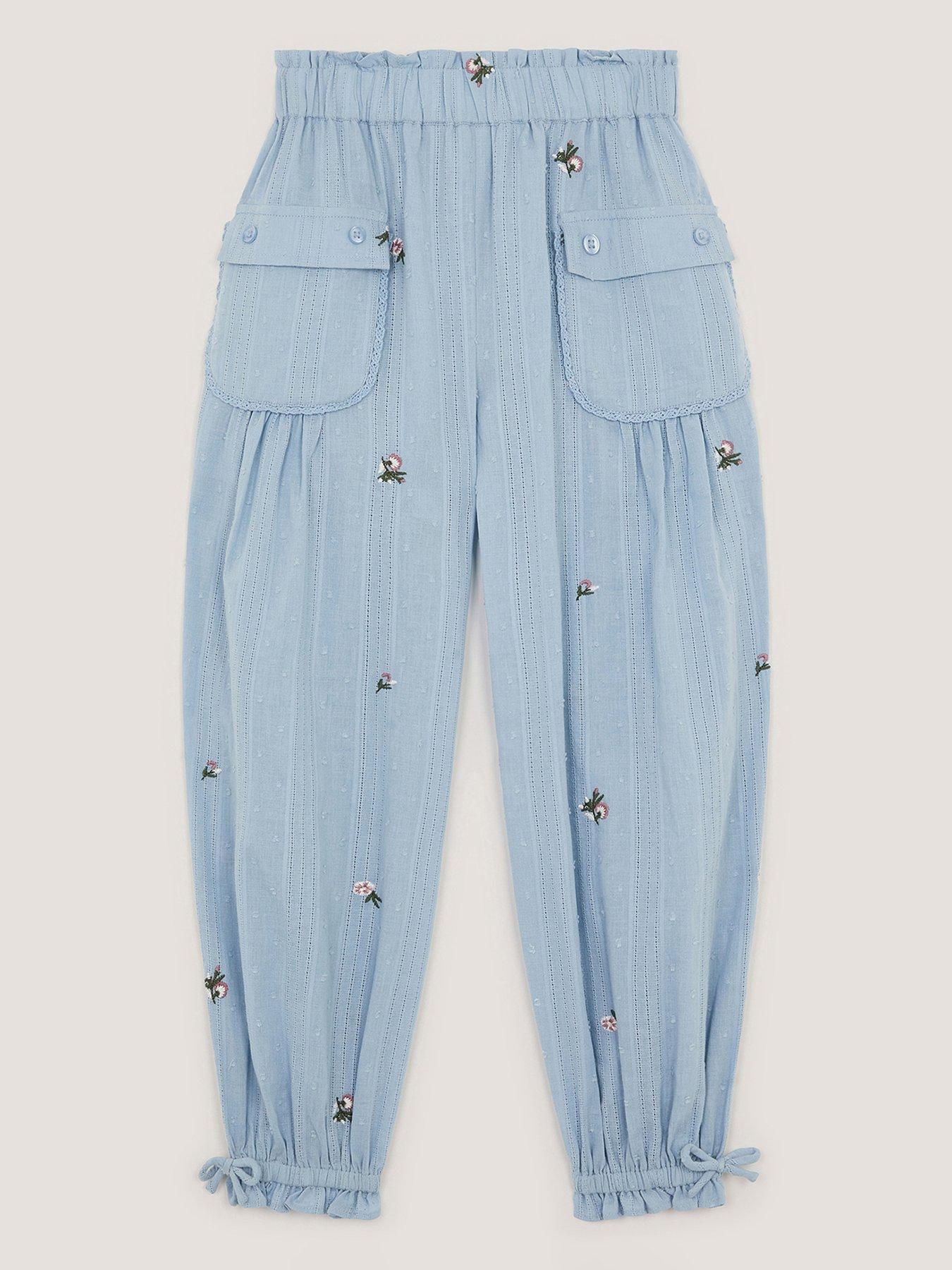 Monsoon Girls Rose Dobby Trousers - Blue