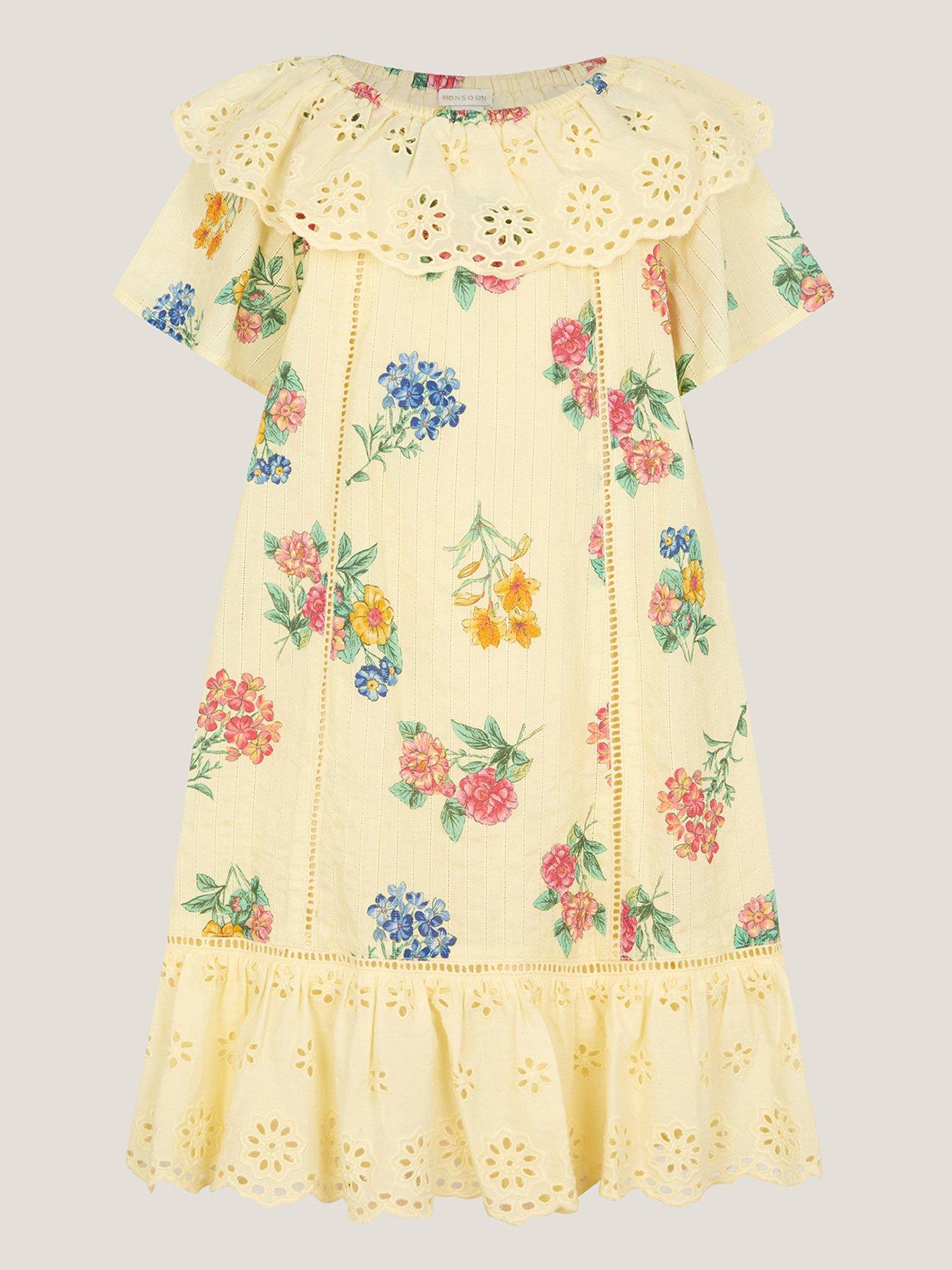 Image 1 of 3 of Monsoon Girls Sasha Cluster Dress - Yellow