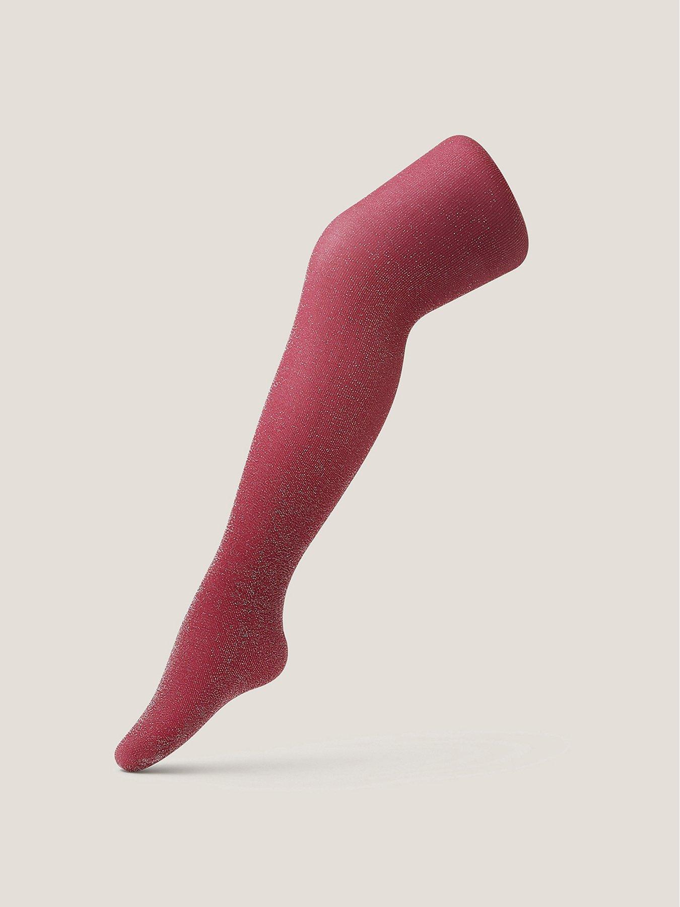 Image 2 of 2 of Monsoon Girls Cherry Lurex Tights - Red