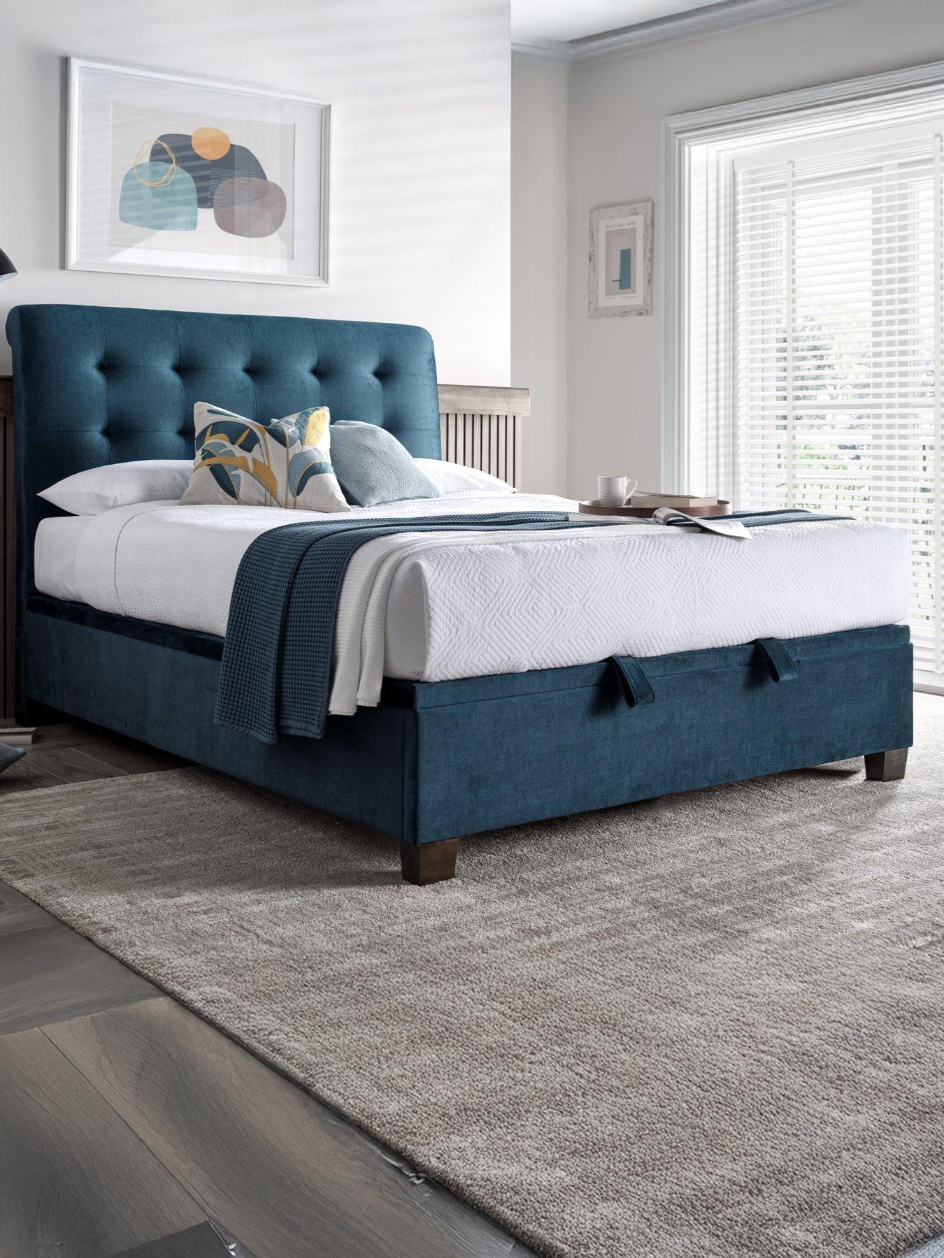 The Very Collection Faroe End Lift Up Storage Ottoman With Airsprung Mattress Options (Buy  &  SAVE!) - Blue