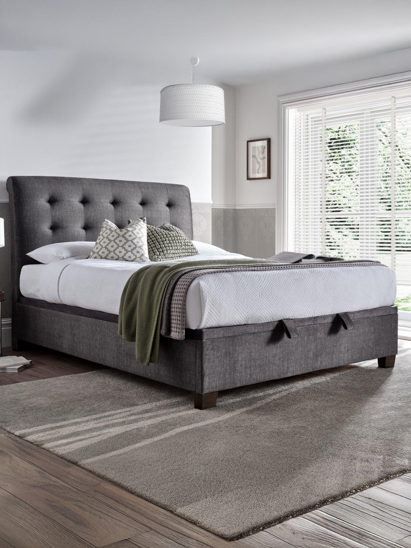 The Very Collection Faroe End Lift Up Storage Ottoman With Airsprung Mattress Options (Buy  &  SAVE!) - Grey