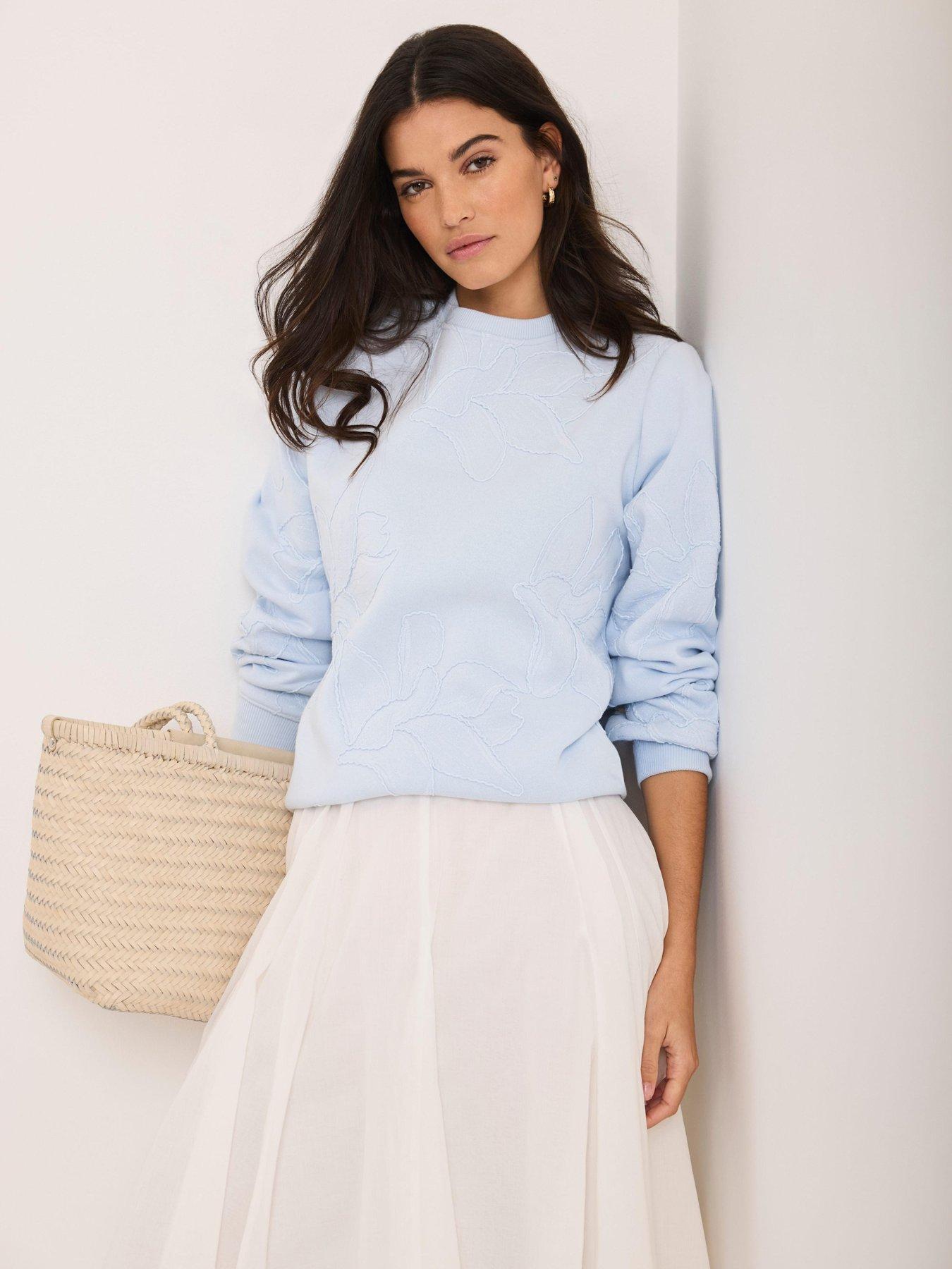 Image 2 of 6 of Mint Velvet Embroidered Long Sleeve Sweatshirt - Blue