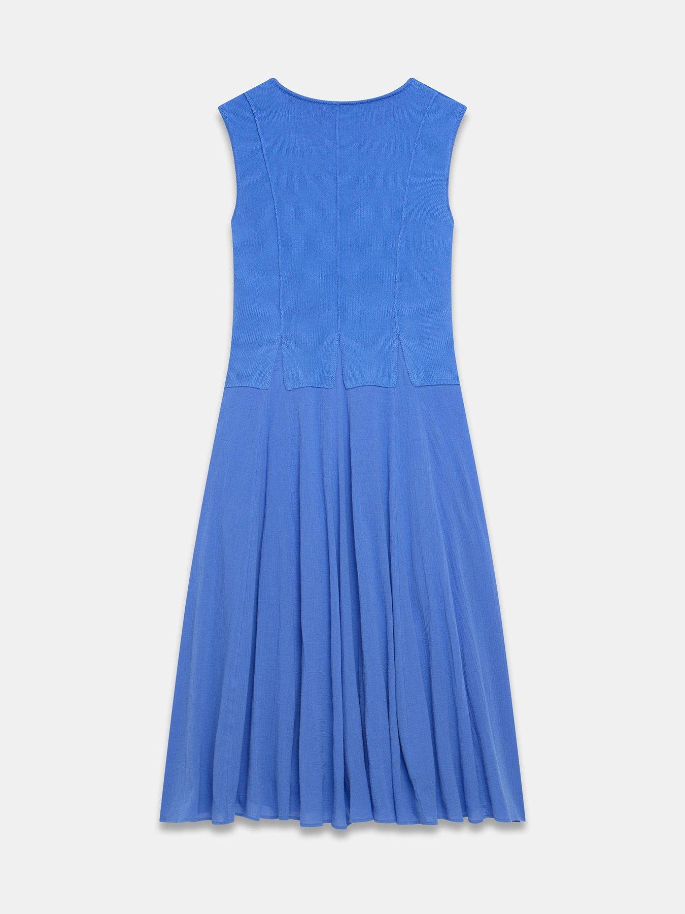 Image 6 of 6 of Mint Velvet Woven Mix Knit Dress - Blue