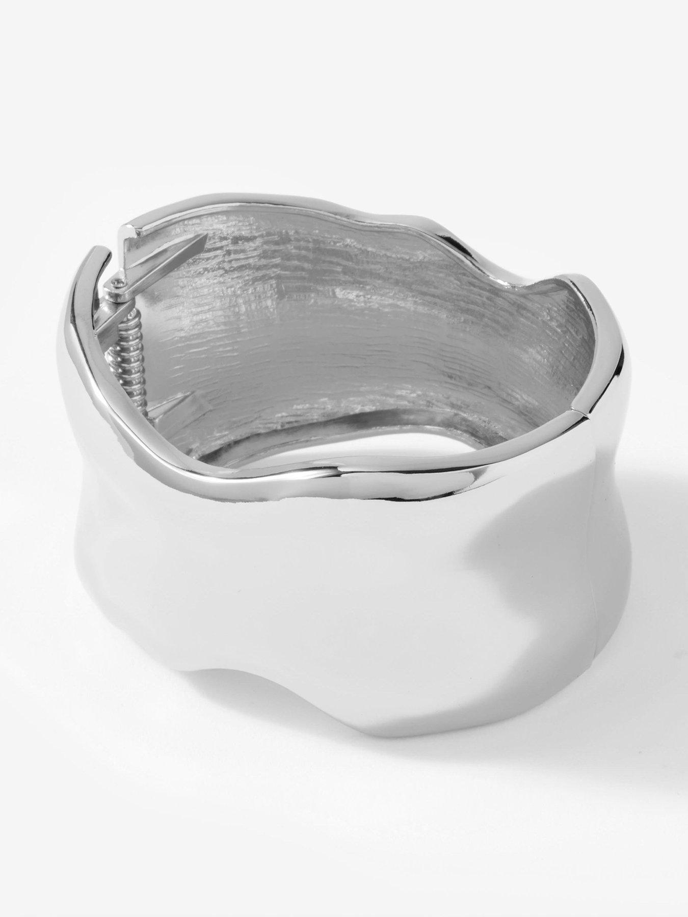 Mint Velvet Silver Clean Wave Bangle