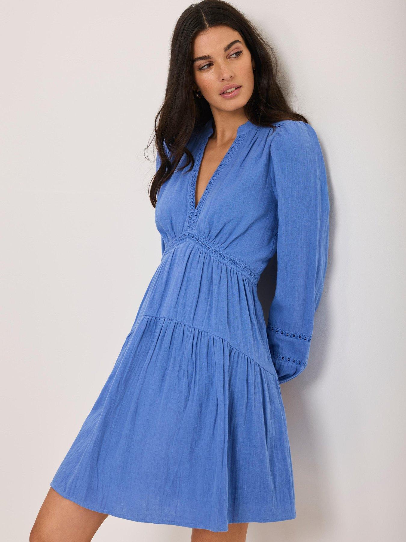 mint-velvet-cotton-gauze-mini-dress-bluestillFront