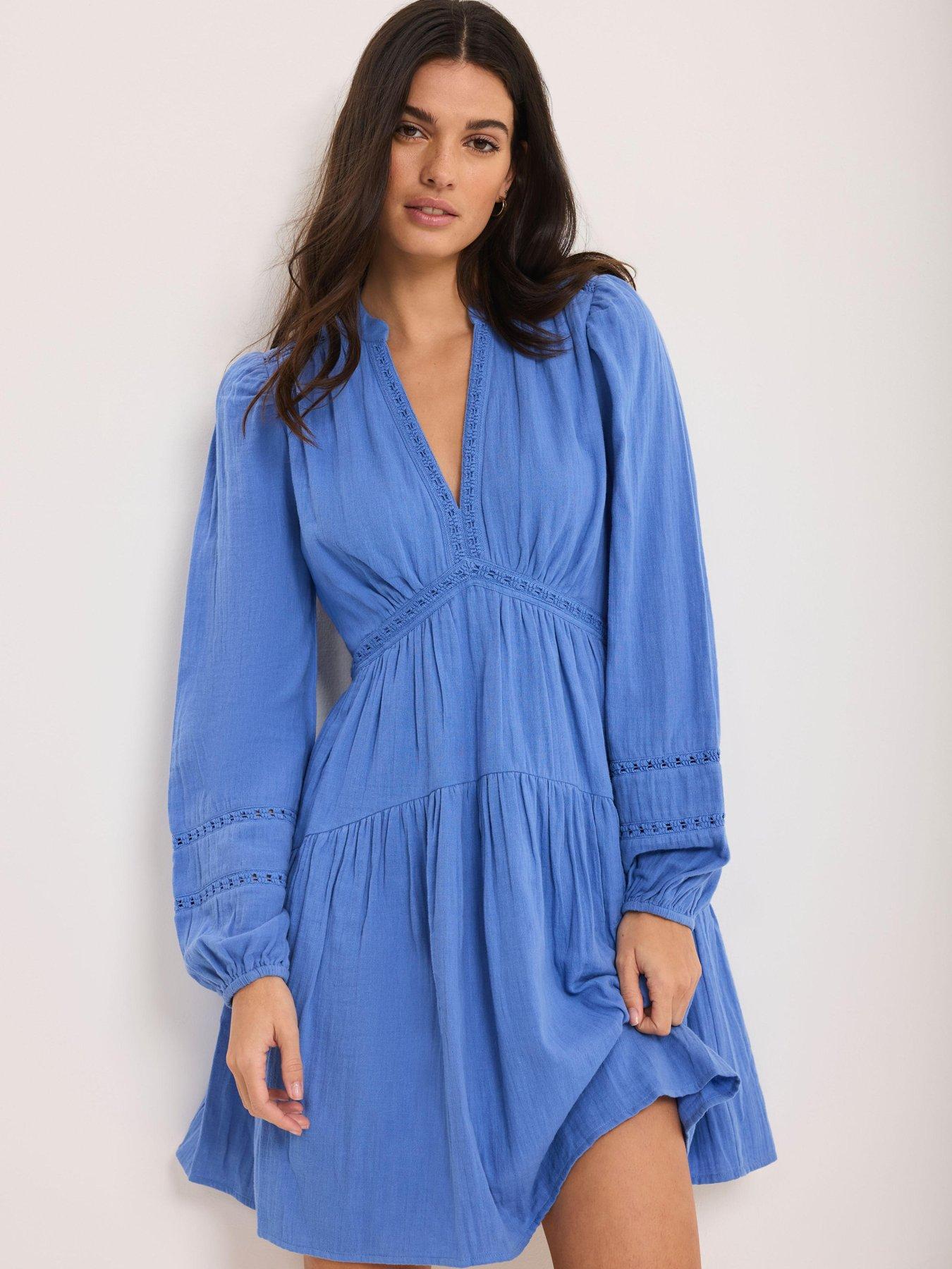 mint-velvet-cotton-gauze-mini-dress-blueoutfit