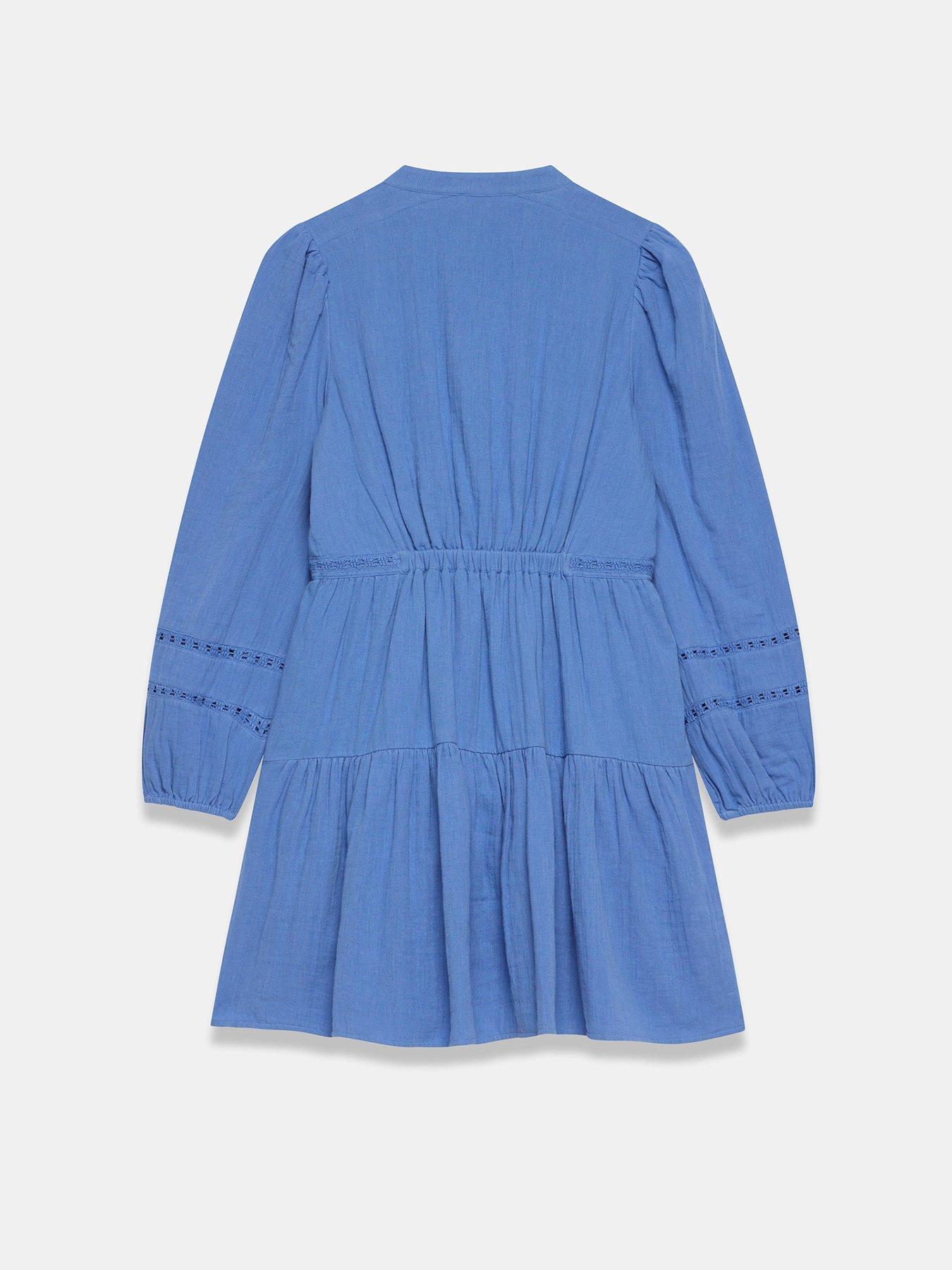 Image 6 of 6 of Mint Velvet Cotton Gauze Mini Dress - Blue