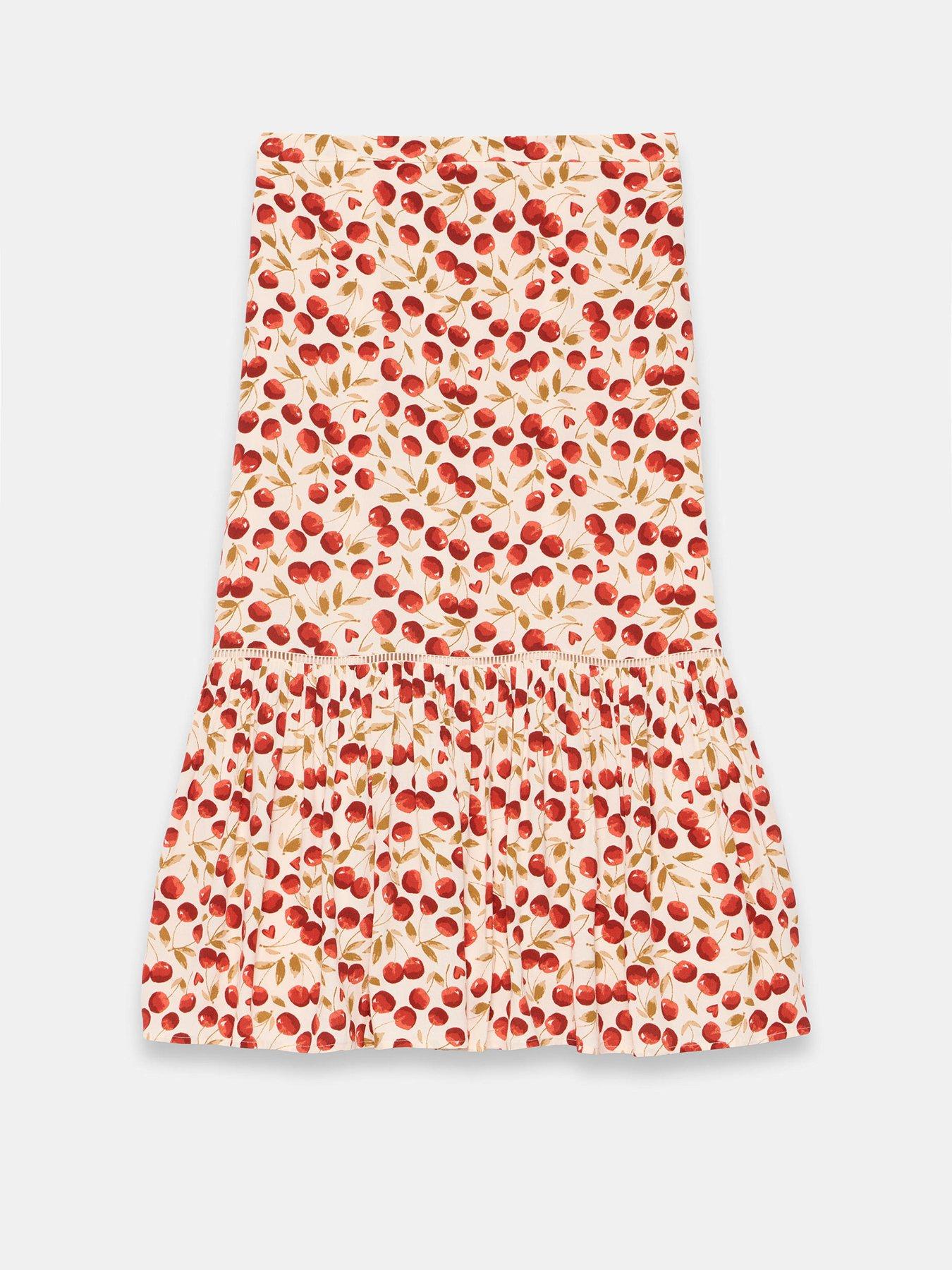 Image 5 of 6 of Mint Velvet Cherry Print Hem Skirt - Red