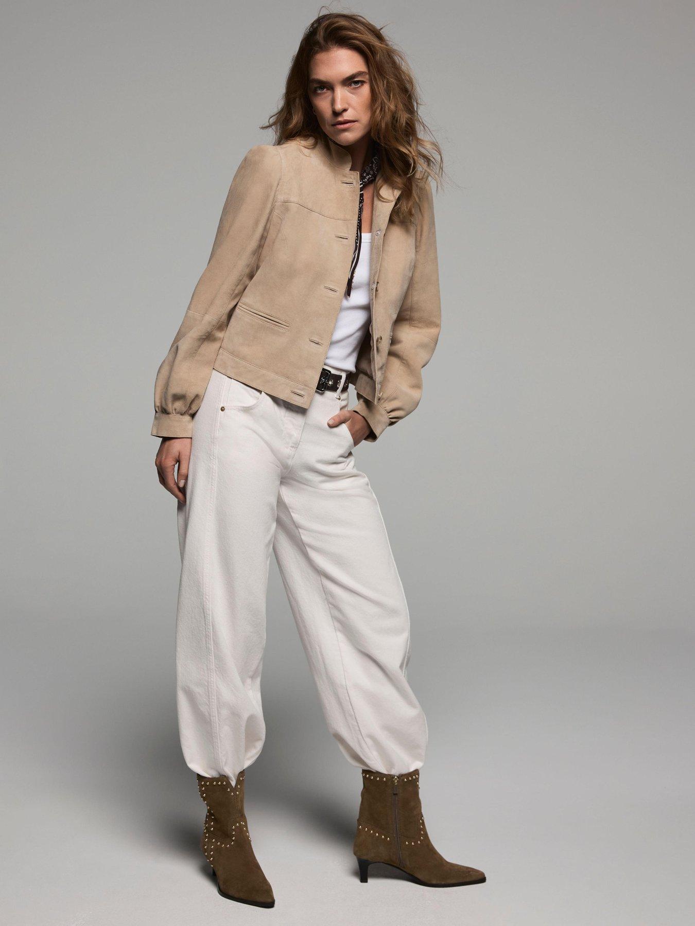 Image 4 of 6 of Mint Velvet Sand Suede Puff Sleeve Jacket