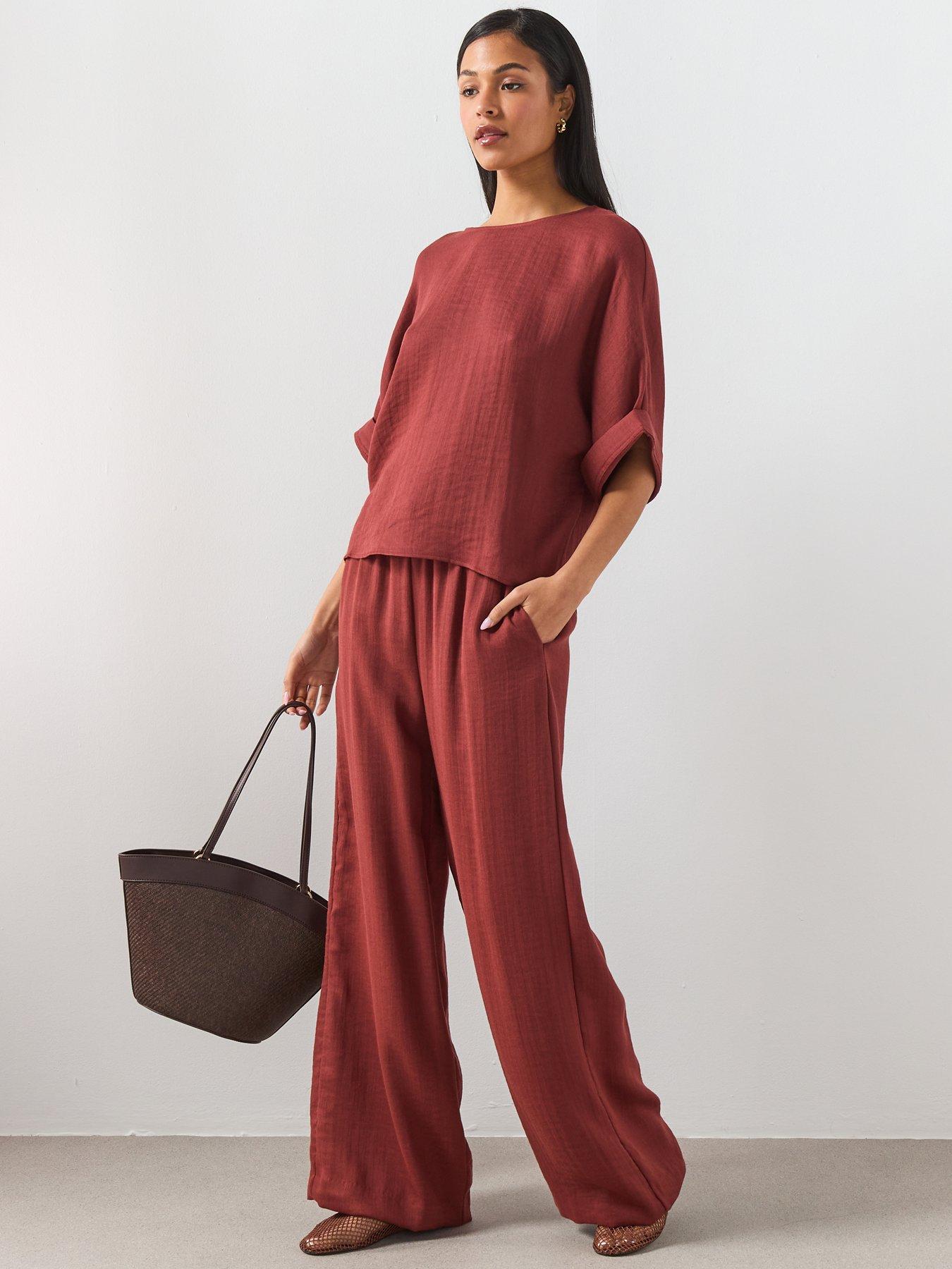 Image 3 of 6 of Mango Three-quarter Sleeve Blouse - Red