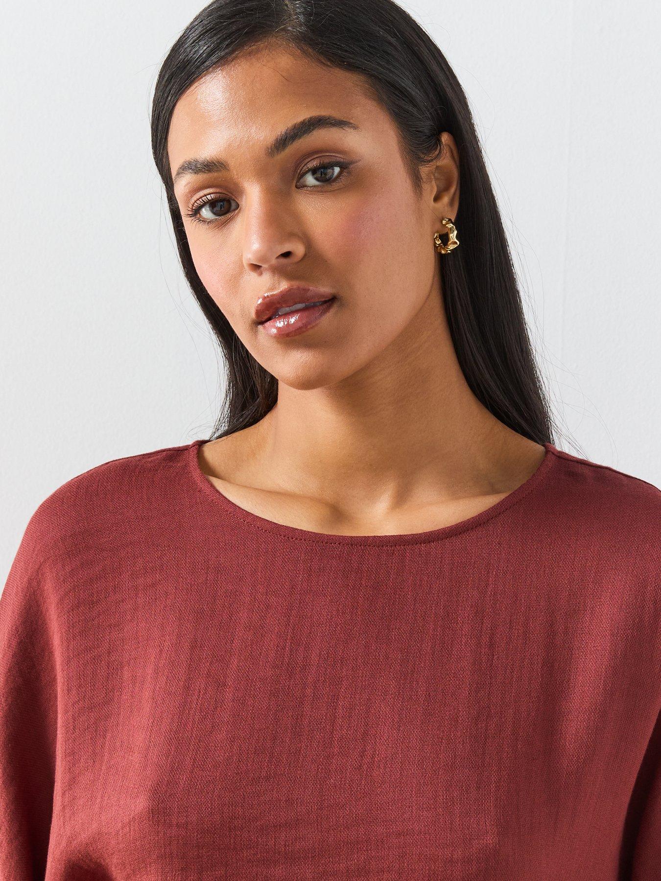 Image 4 of 6 of Mango Three-quarter Sleeve Blouse - Red