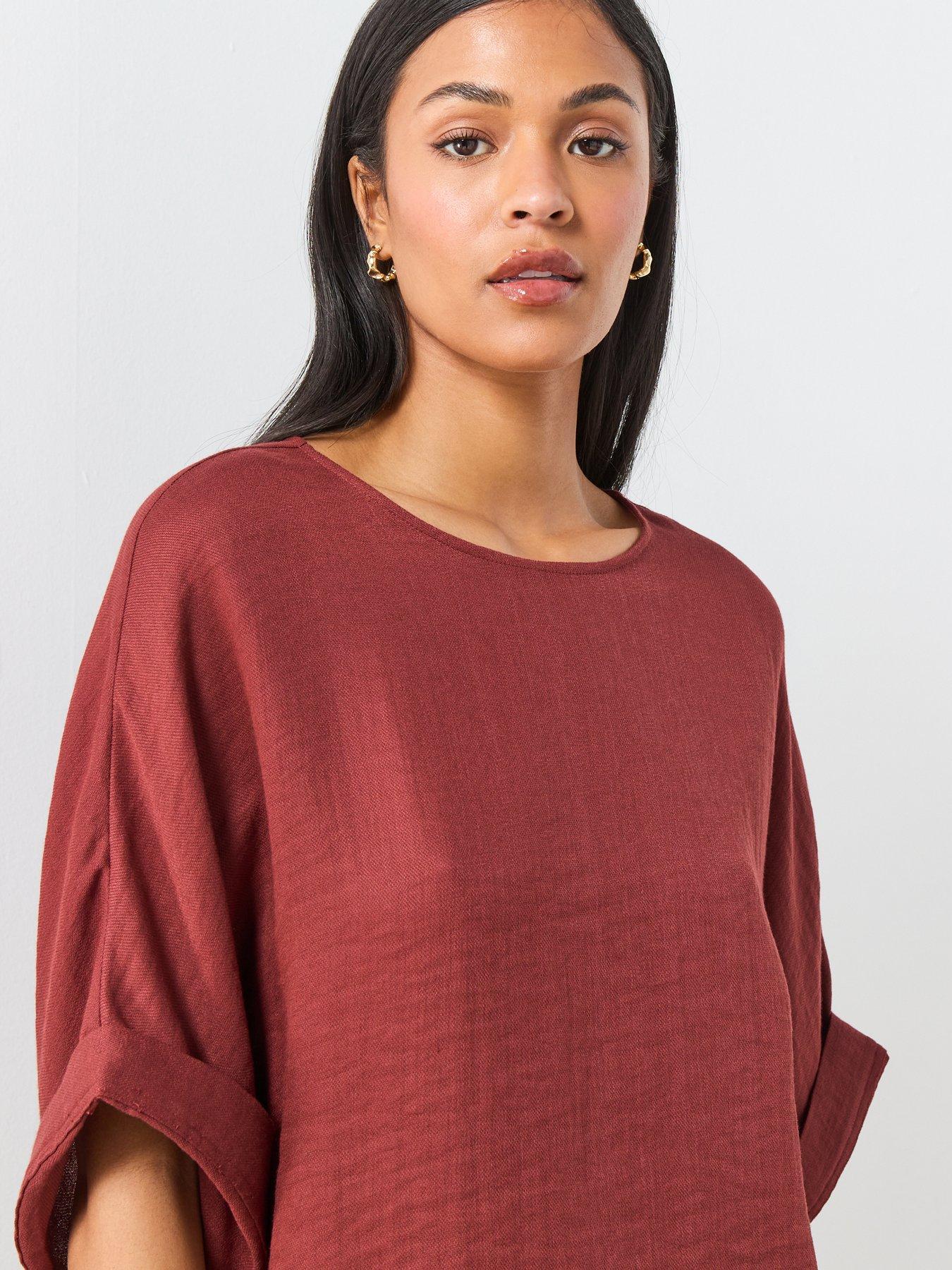 Image 5 of 6 of Mango Three-quarter Sleeve Blouse - Red