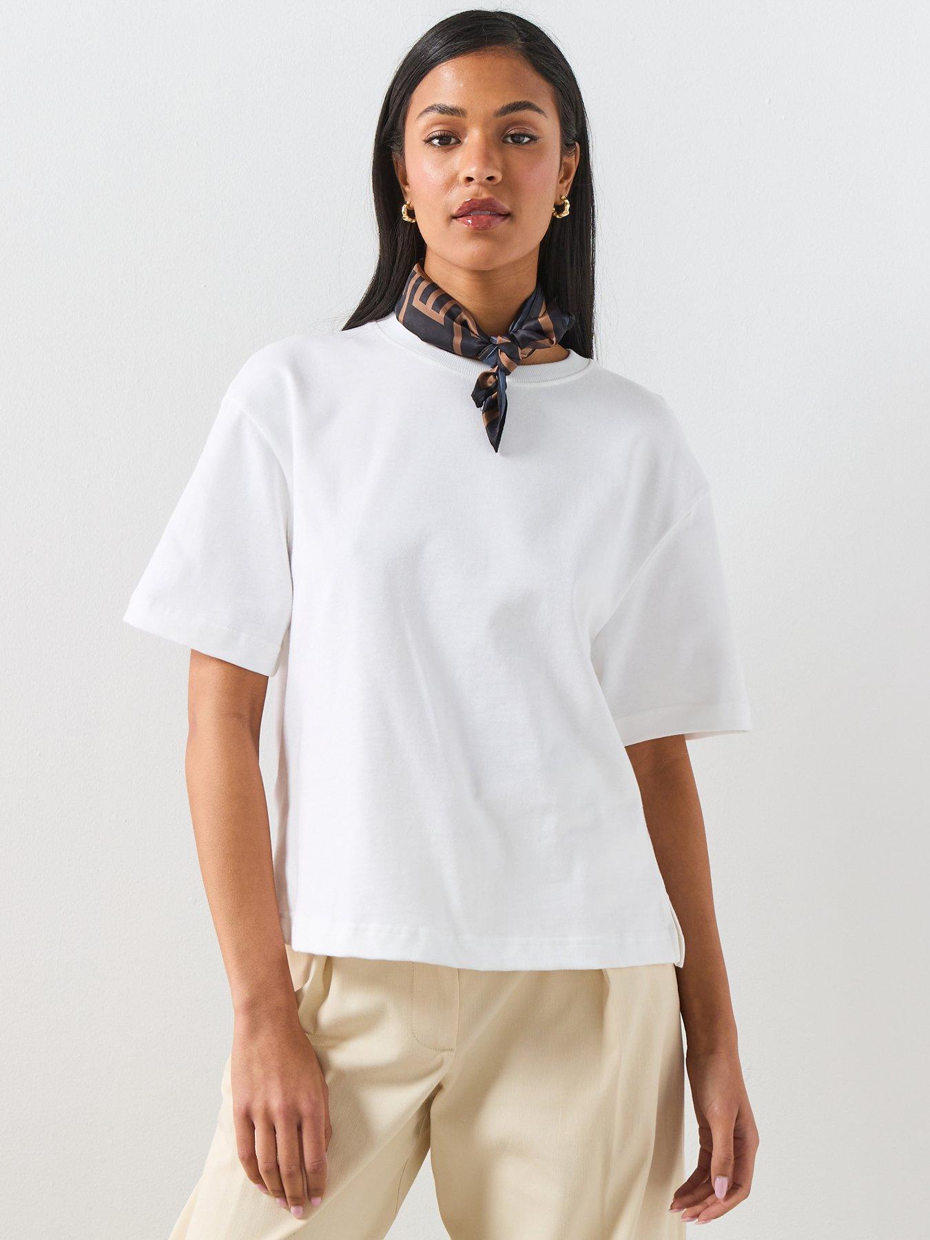 Image 1 of 6 of Mango Oversized Cotton T-shirt - White