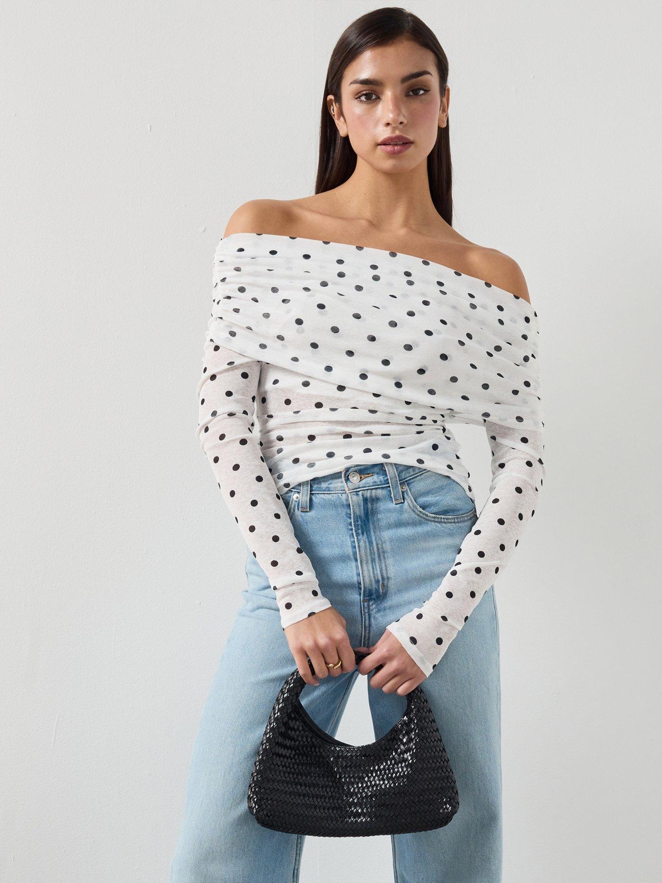 mango-polka-dot-strapless-top-white