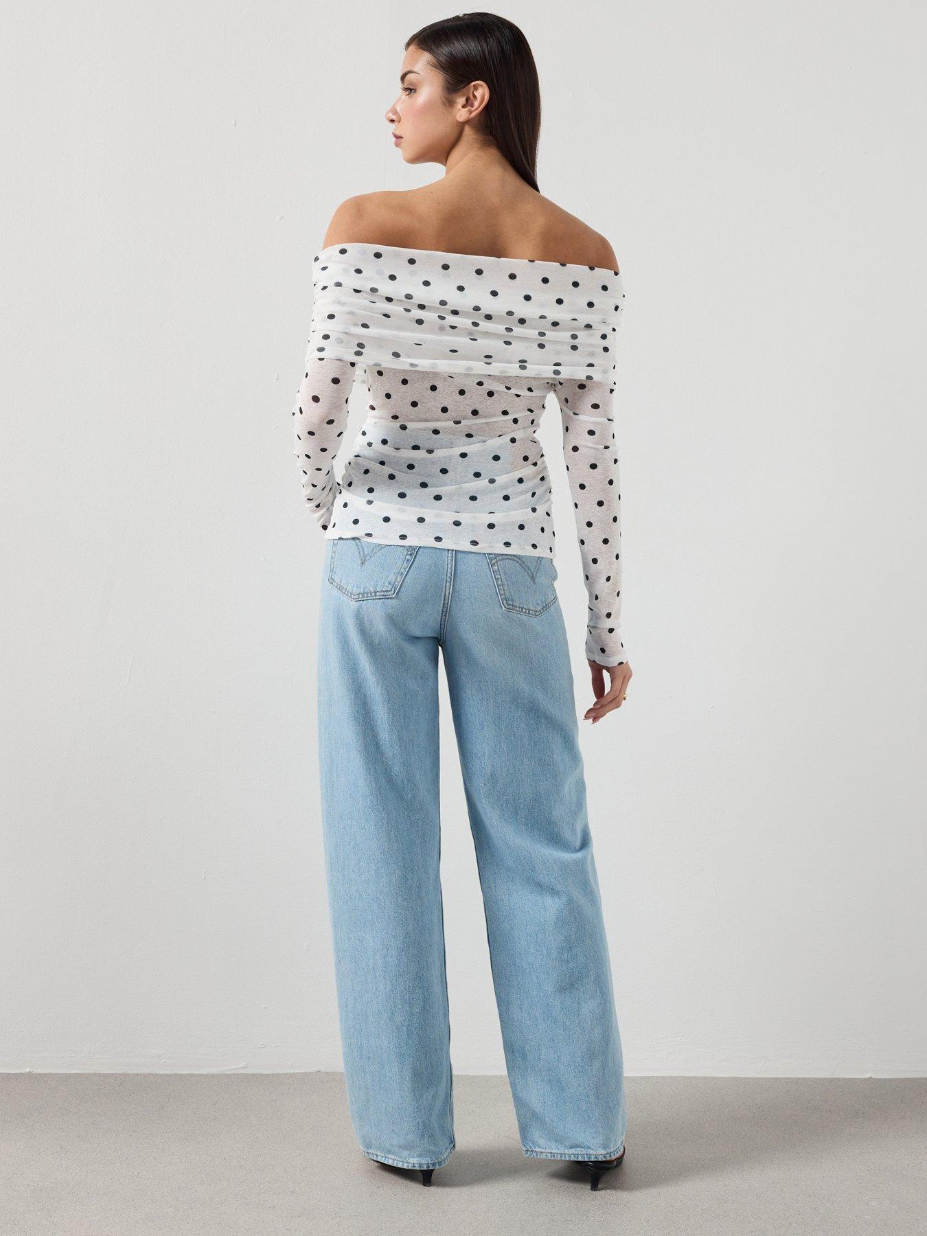 Image 2 of 6 of Mango Polka Dot Strapless Top - White