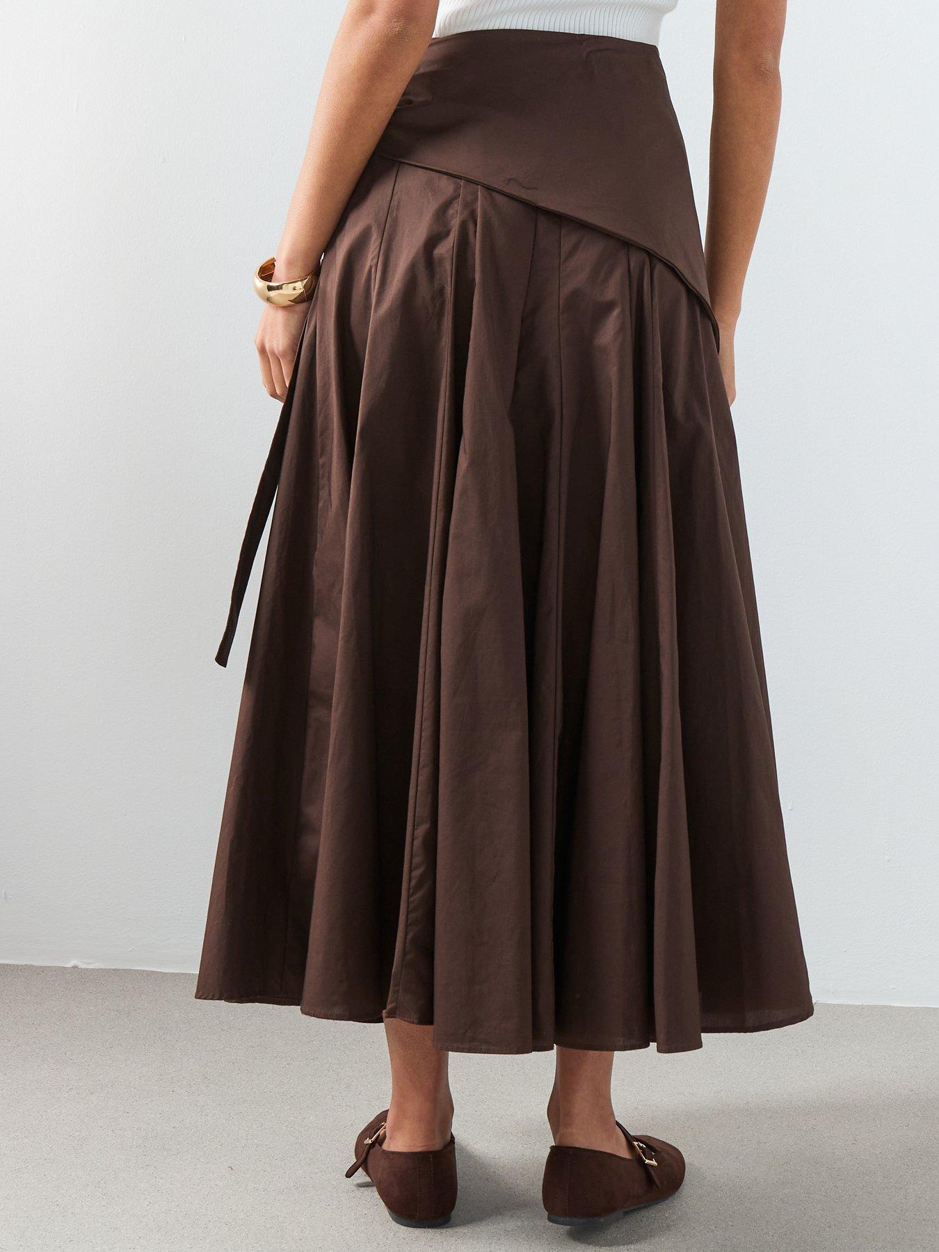 mango-a-line-skirt-with-handkerchief-detail-brownstillFront