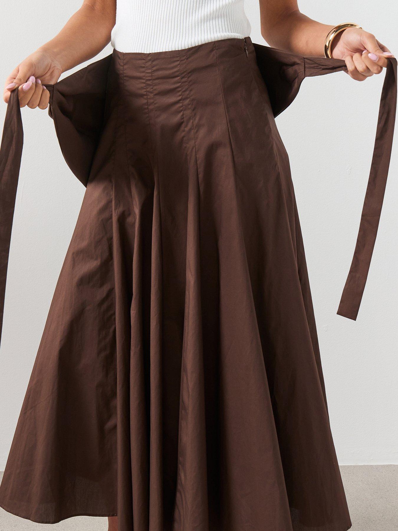 mango-a-line-skirt-with-handkerchief-detail-browndetail