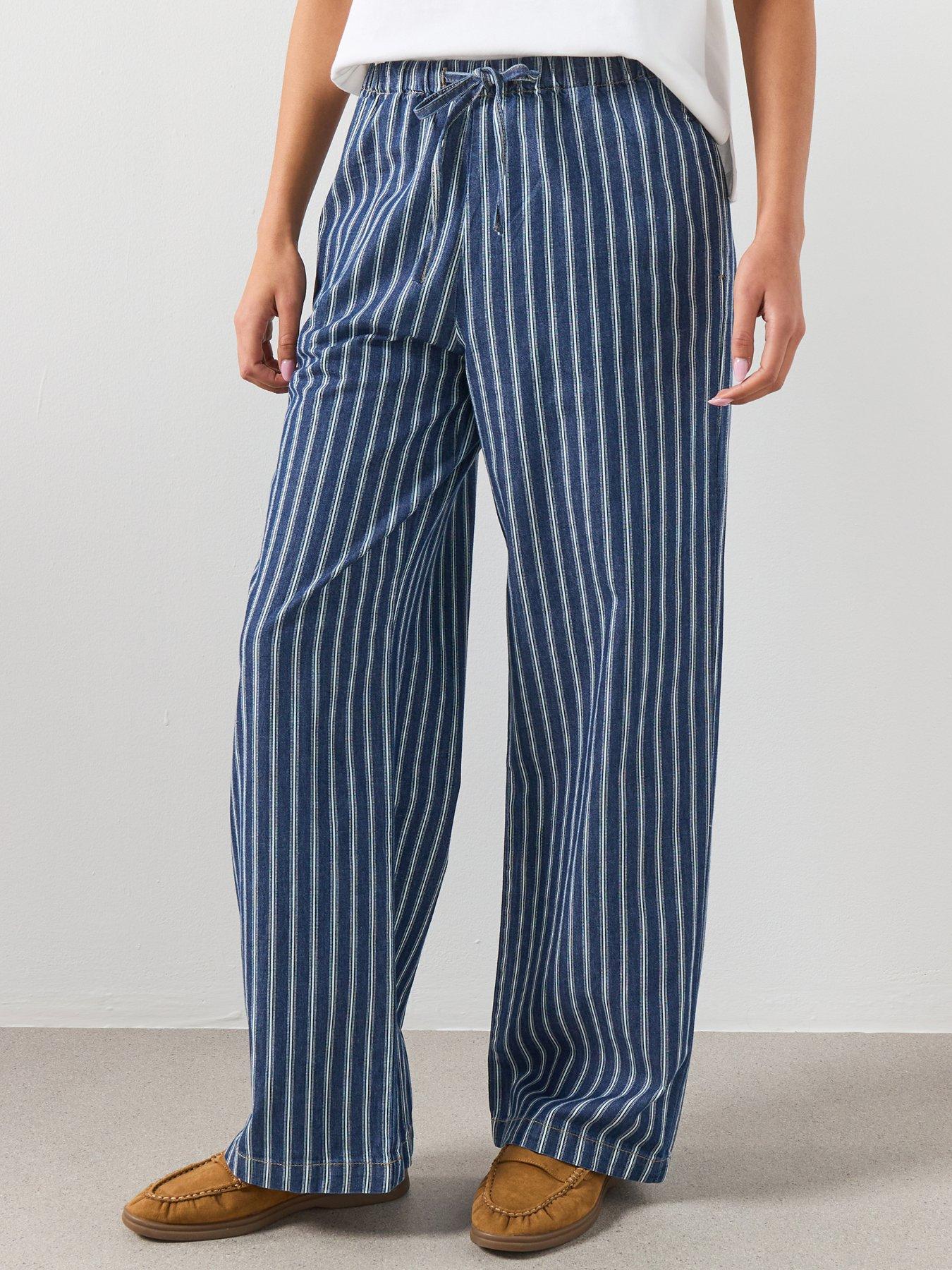 Image 1 of 6 of Mango Striped Jeans - Blue