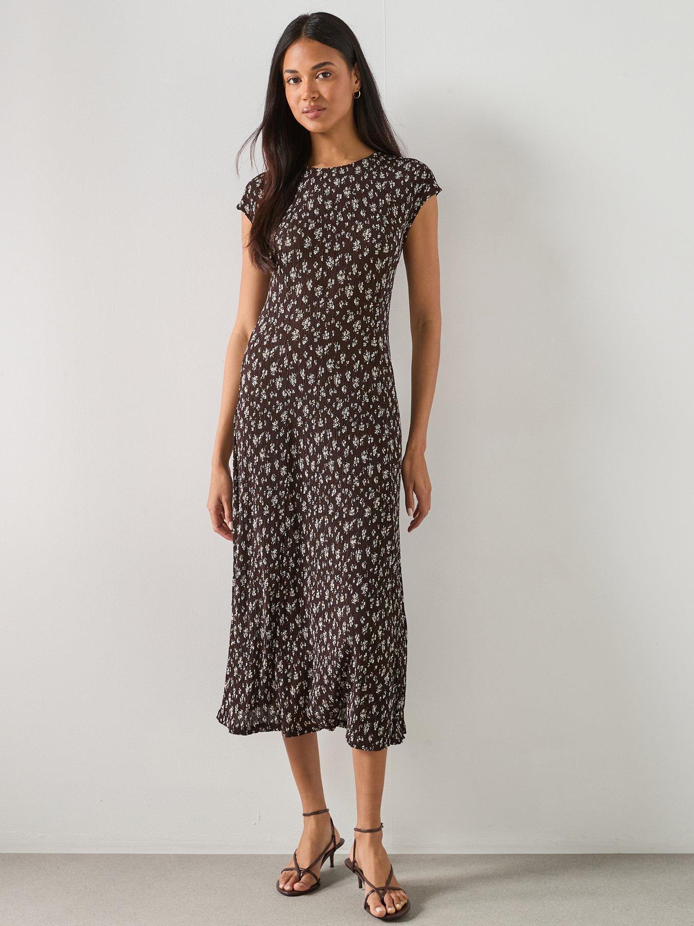mango-floral-print-midi-dress-brownfront