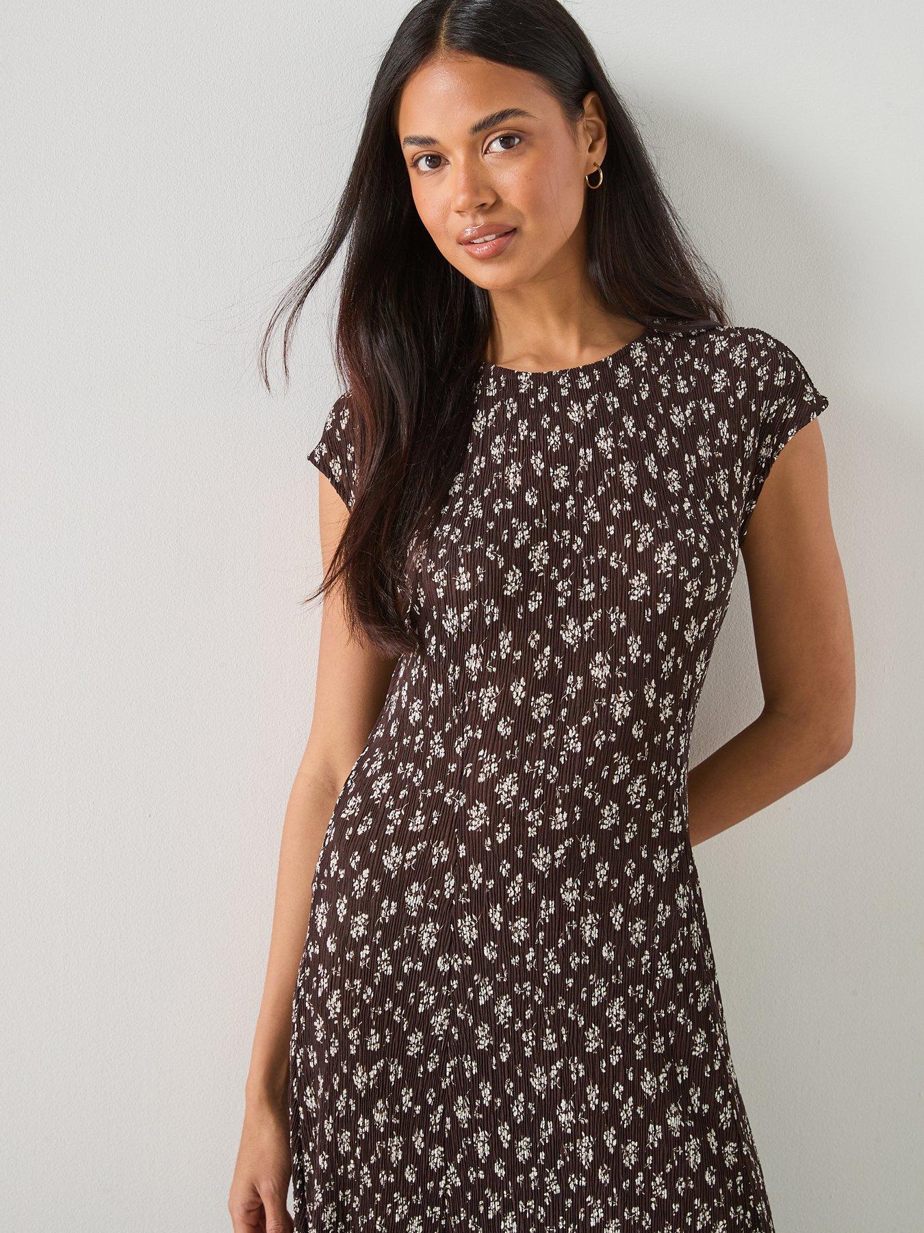 mango-floral-print-midi-dress-brownoutfit