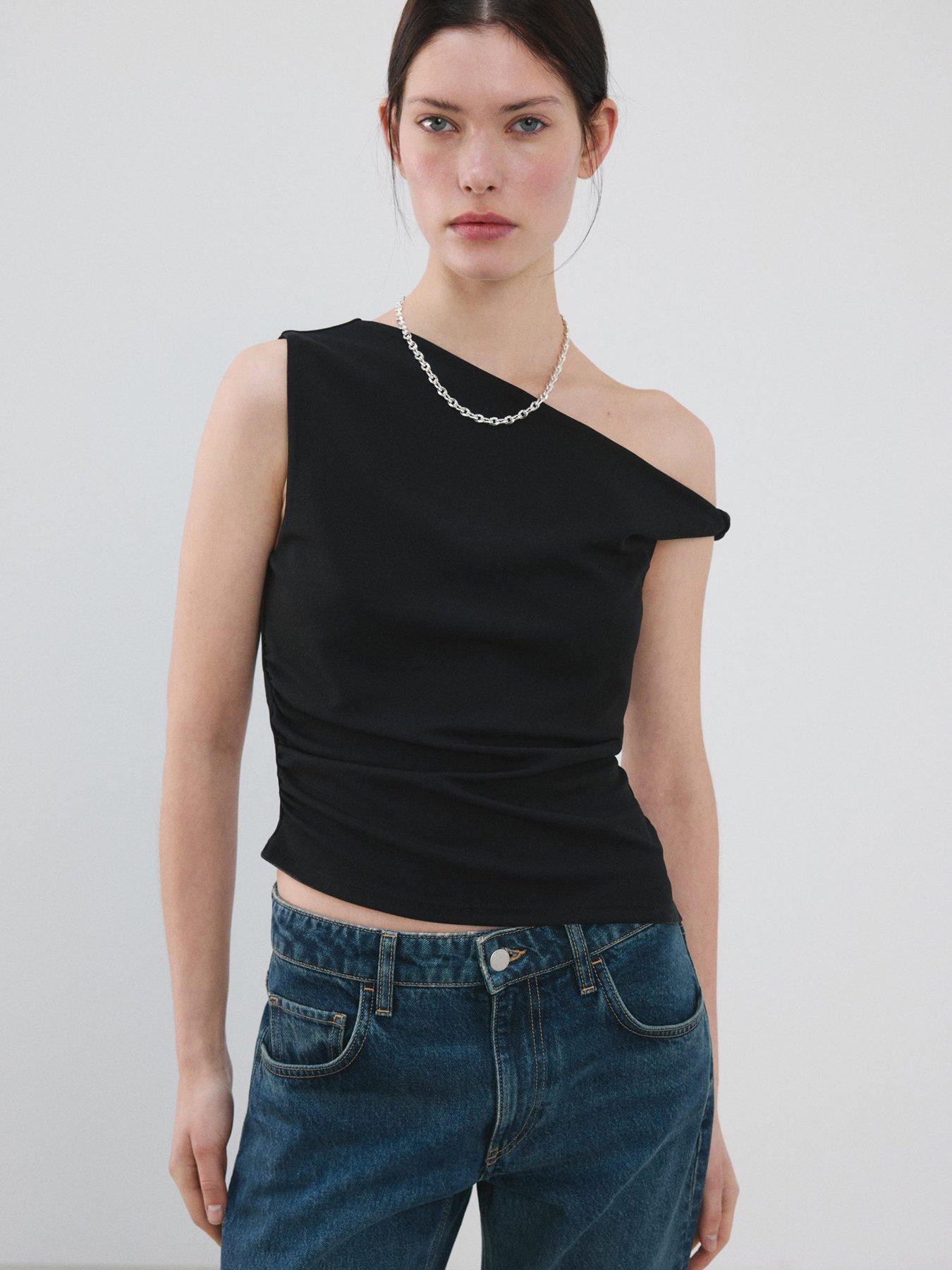 mango-asymmetrical-fitted-top-blackfront