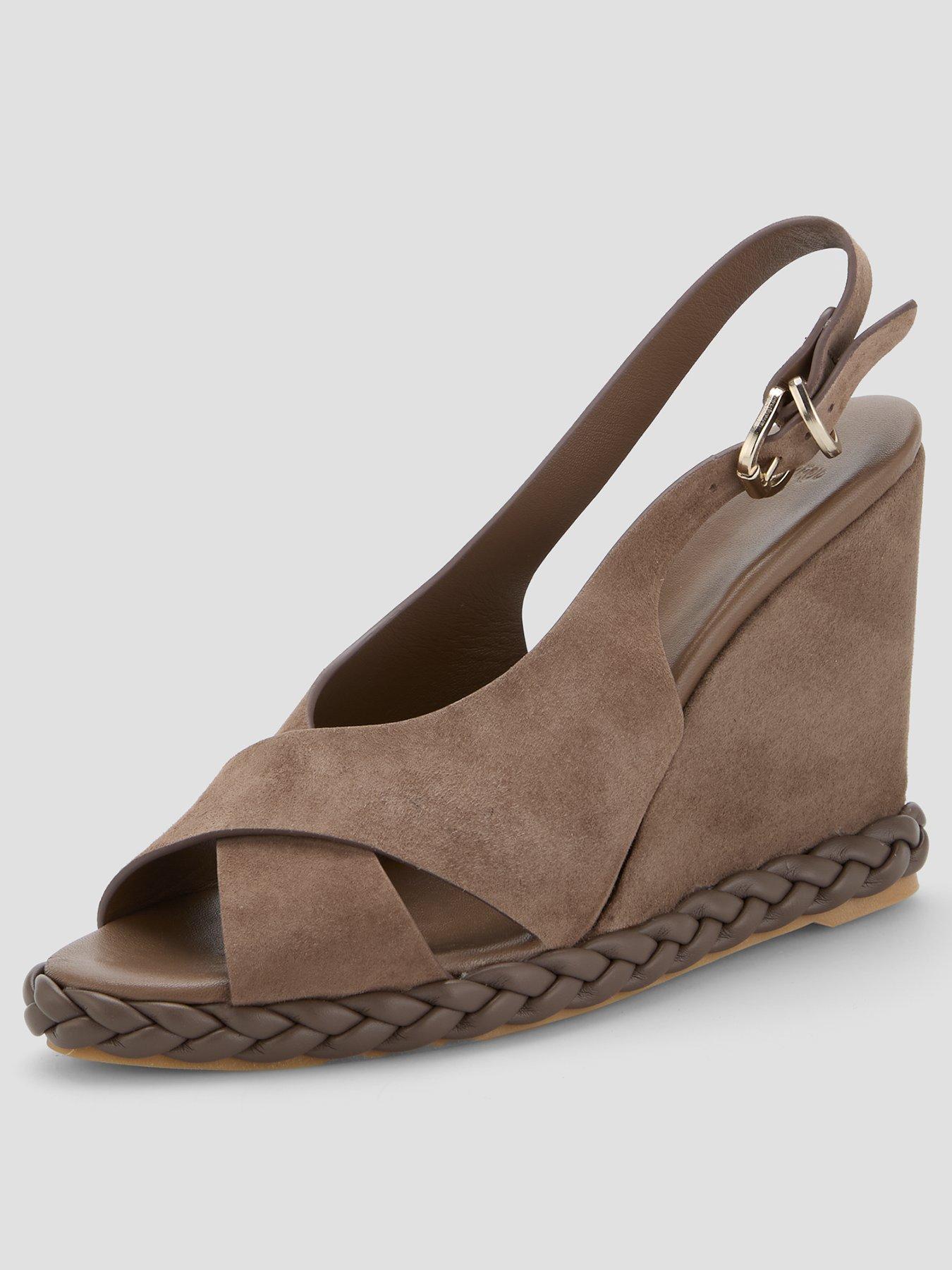 Image 2 of 7 of CASTANER Suede Braided High Wedge Sandal - Brown