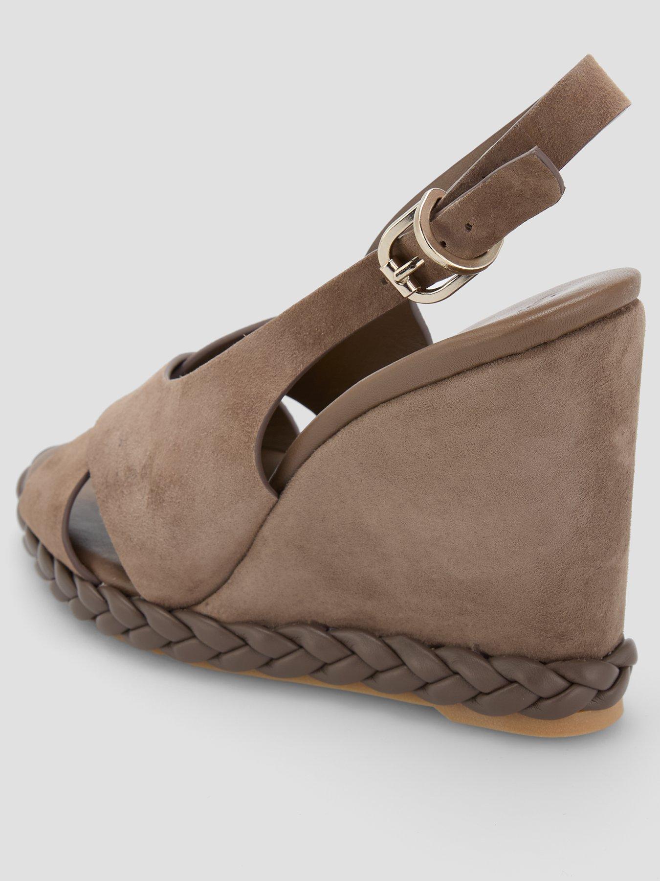 Image 3 of 7 of CASTANER Suede Braided High Wedge Sandal - Brown