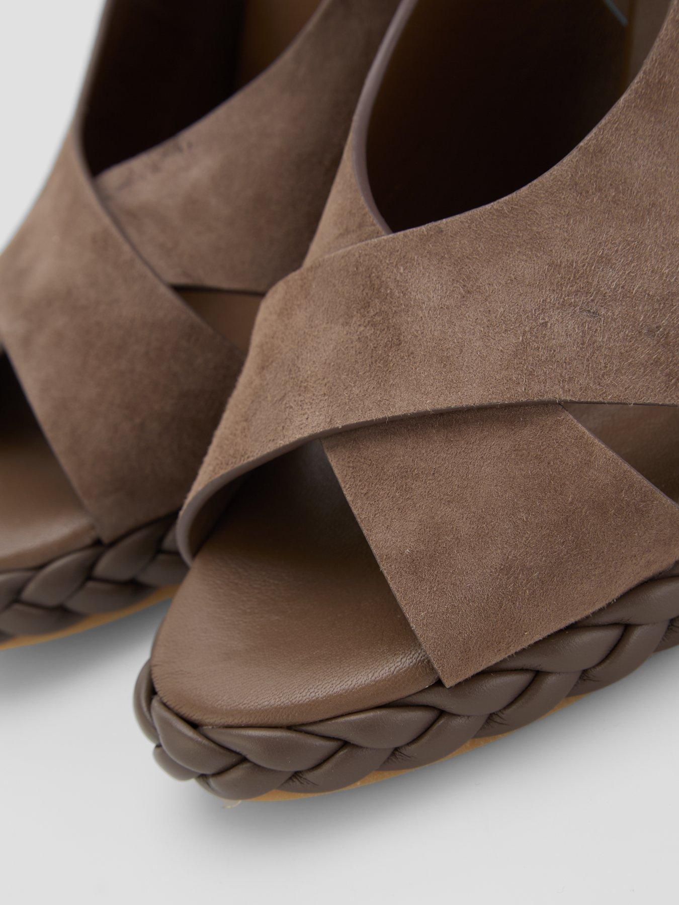 Image 6 of 7 of CASTANER Suede Braided High Wedge Sandal - Brown