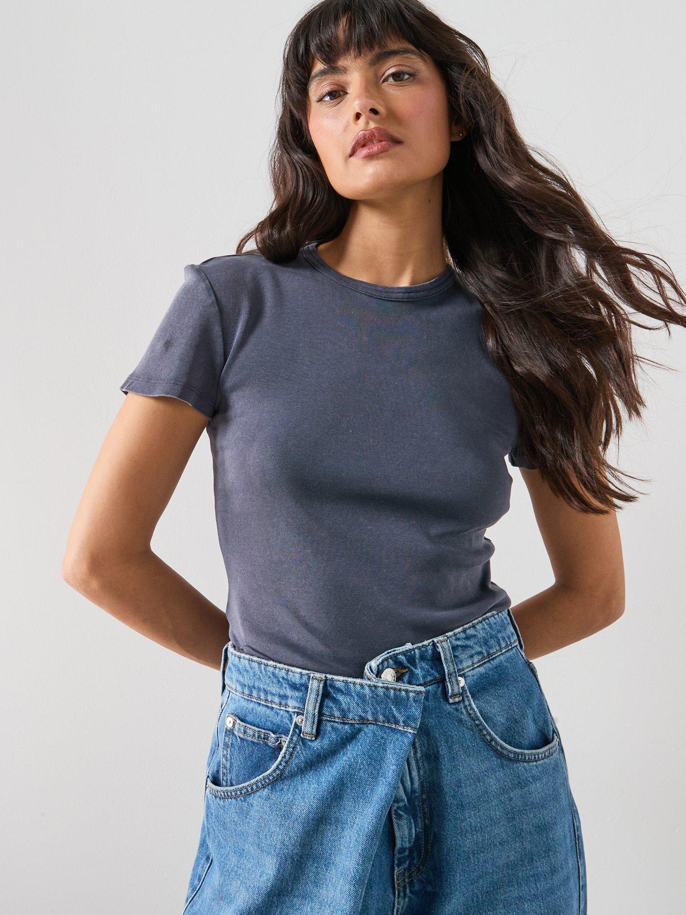 mango-cotton-t-shirt-with-seams-bluefront
