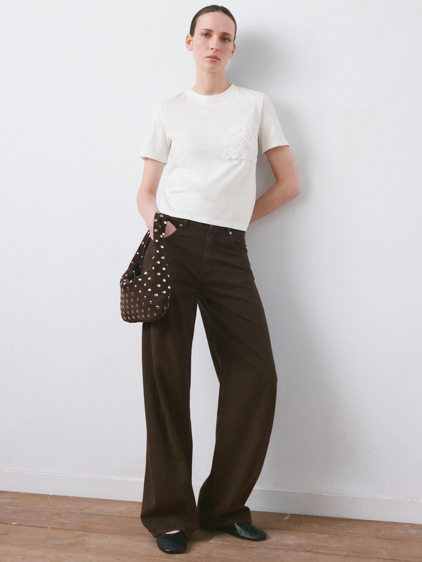 Image 2 of 7 of Mango Embroidered Cotton T-shirt - White