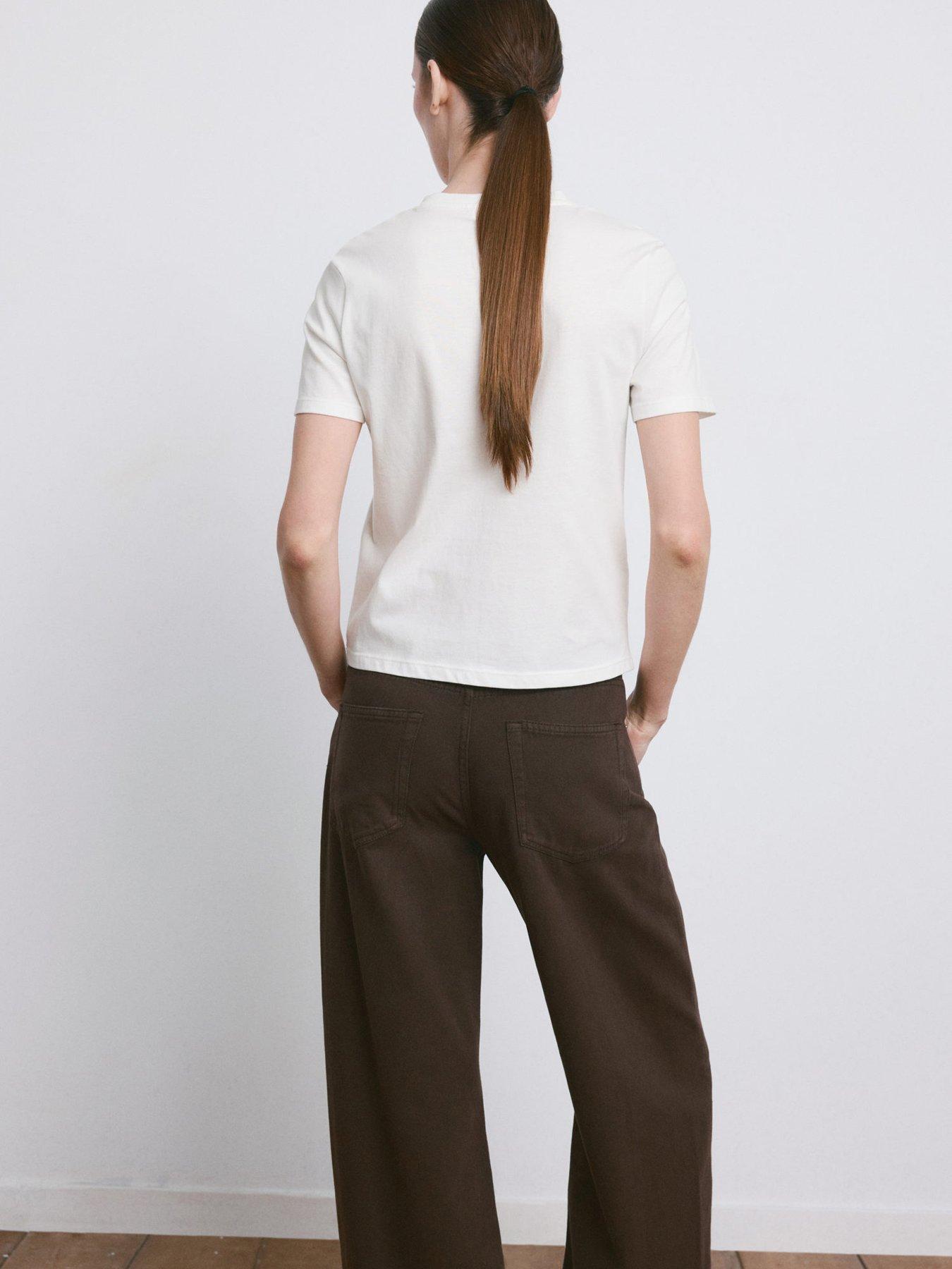 Image 3 of 7 of Mango Embroidered Cotton T-shirt - White