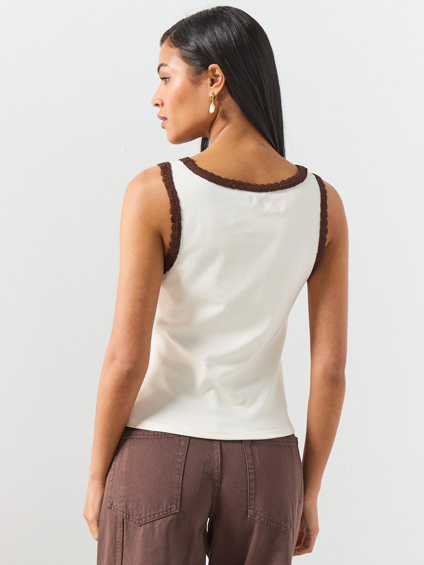 Image 2 of 6 of Mango Scalloped Edge Tops - Cream