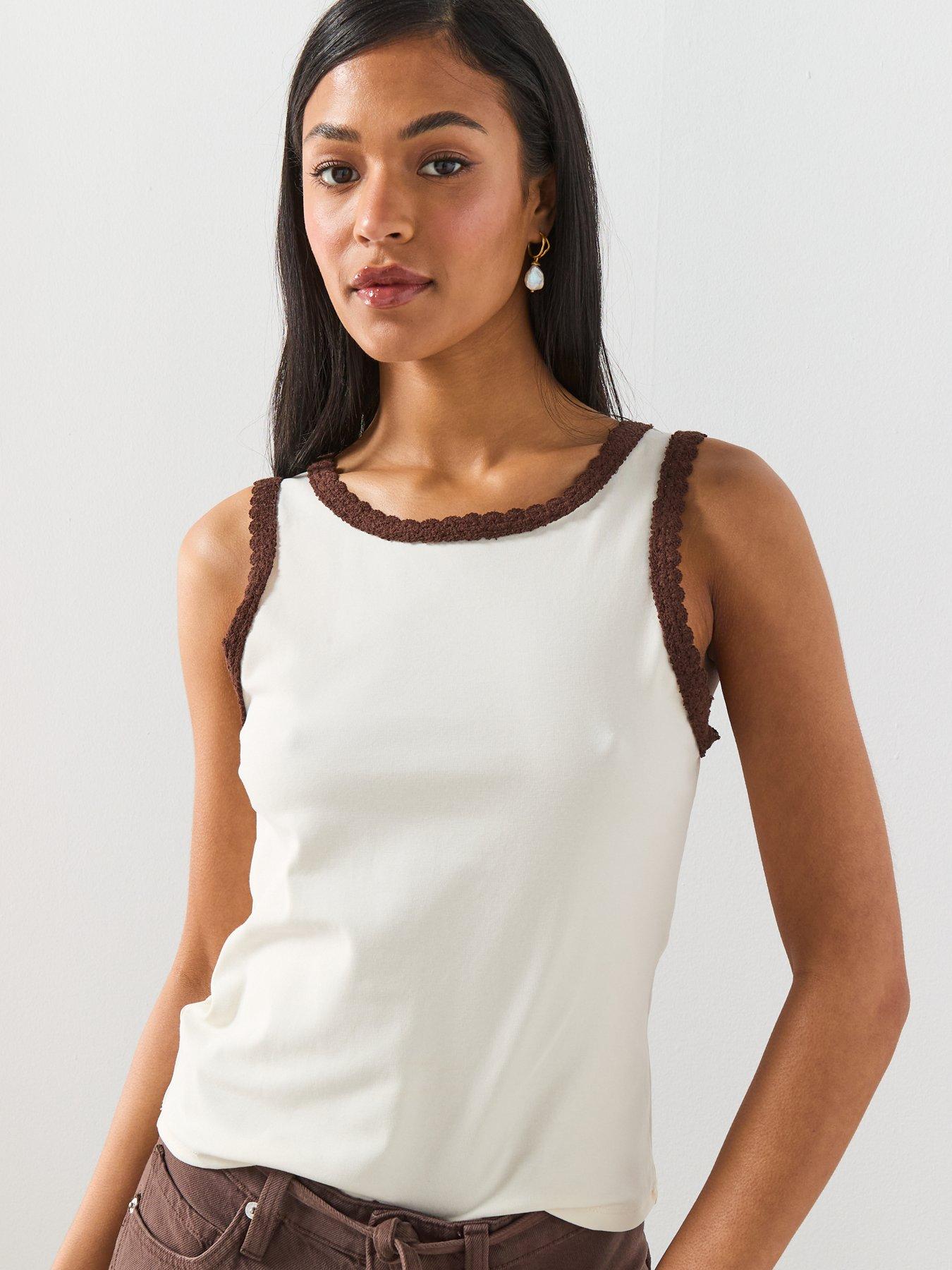 Image 5 of 6 of Mango Scalloped Edge Tops - Cream