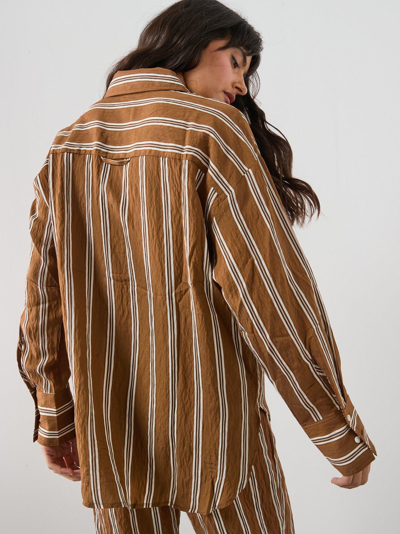 Image 2 of 6 of Mango Striped Shirt - Brown