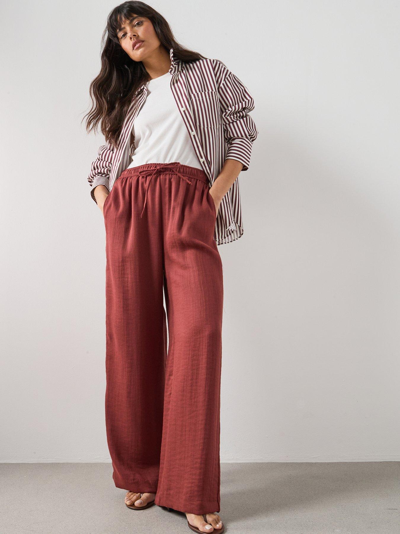 mango-high-waist-palazzo-trousers-redfront