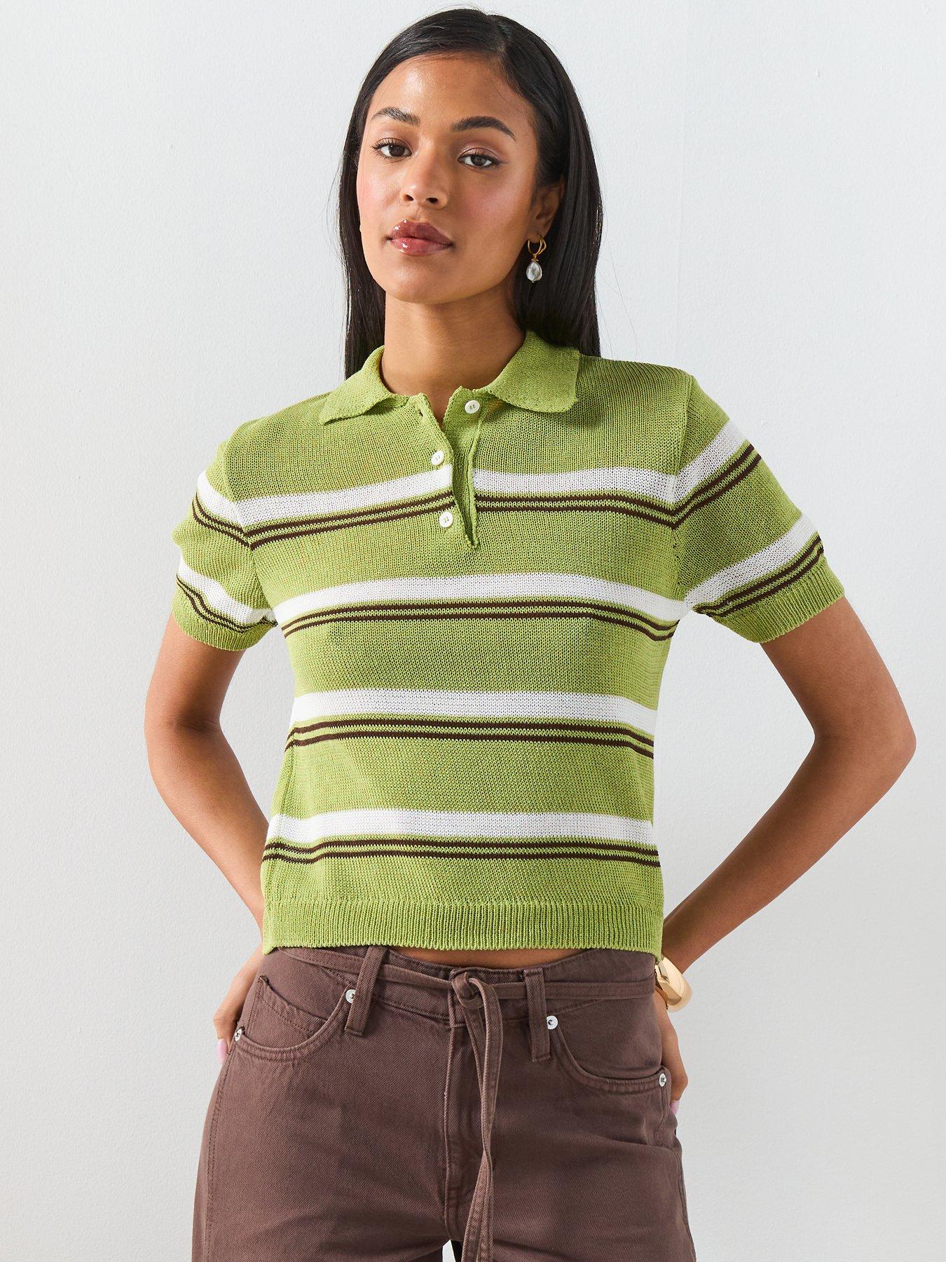 Image 1 of 6 of Mango Knitted Polo-neck Sweater - Green