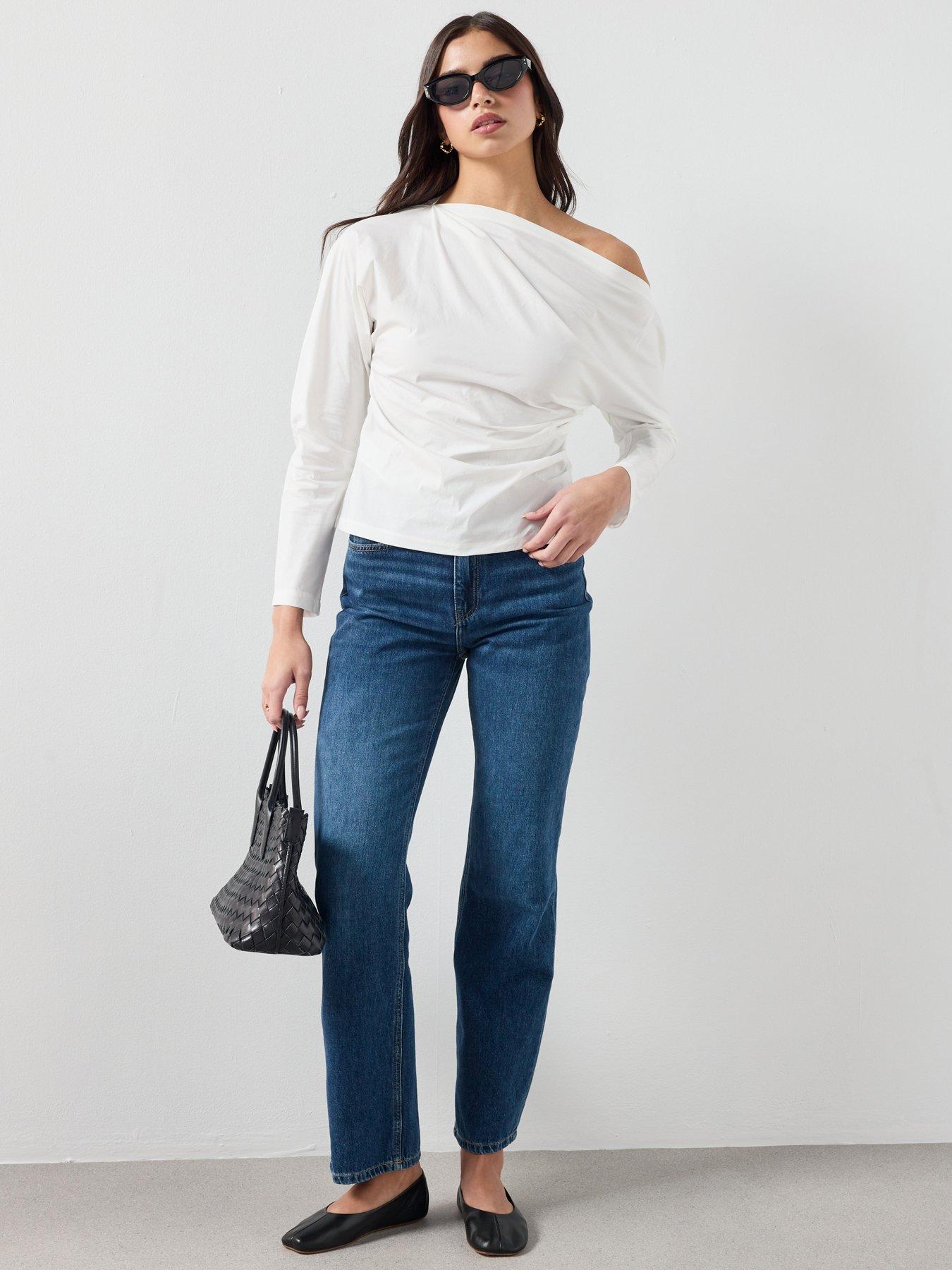 Image 3 of 6 of Mango Cotton Blouse With Asymmetrical Collar - White