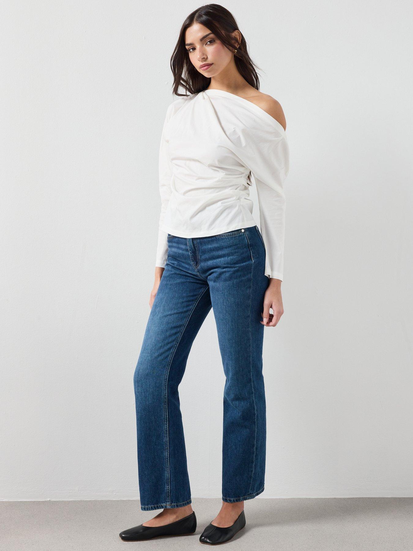 Image 6 of 6 of Mango Cotton Blouse With Asymmetrical Collar - White