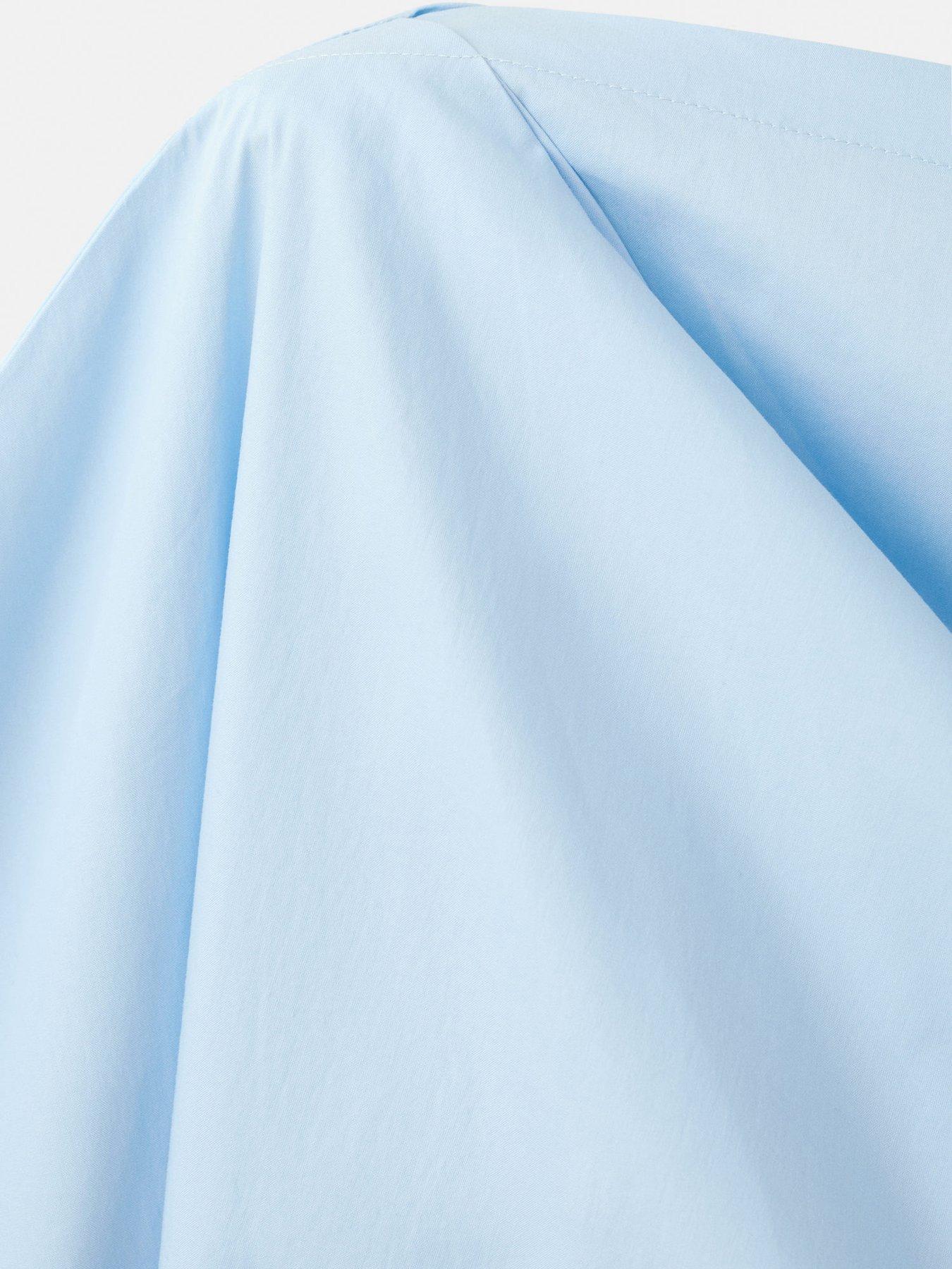 Image 5 of 6 of Mango Cotton Blouse With Asymmetrical Collar - Blue