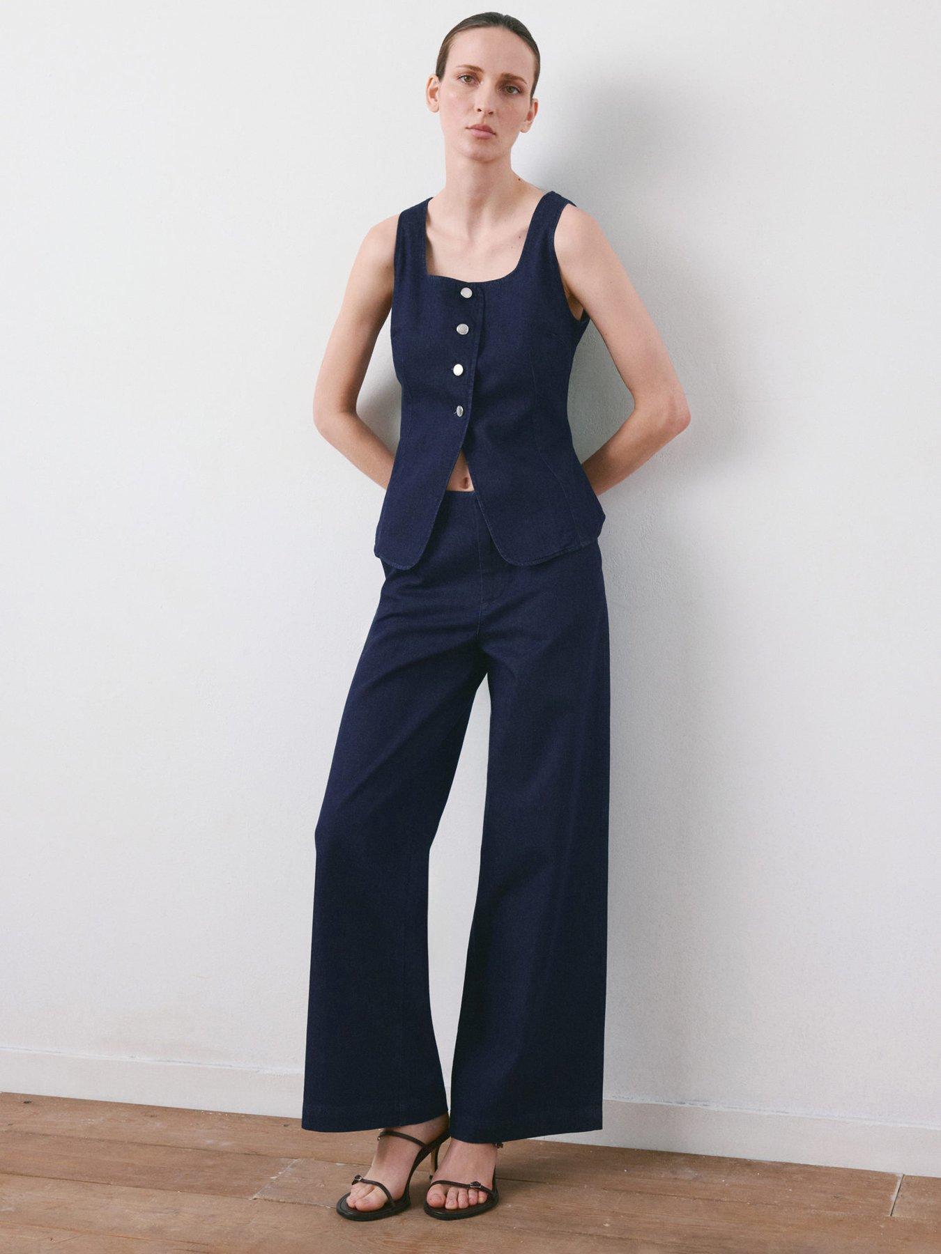 Mango Buttoned Denim Top - Blue