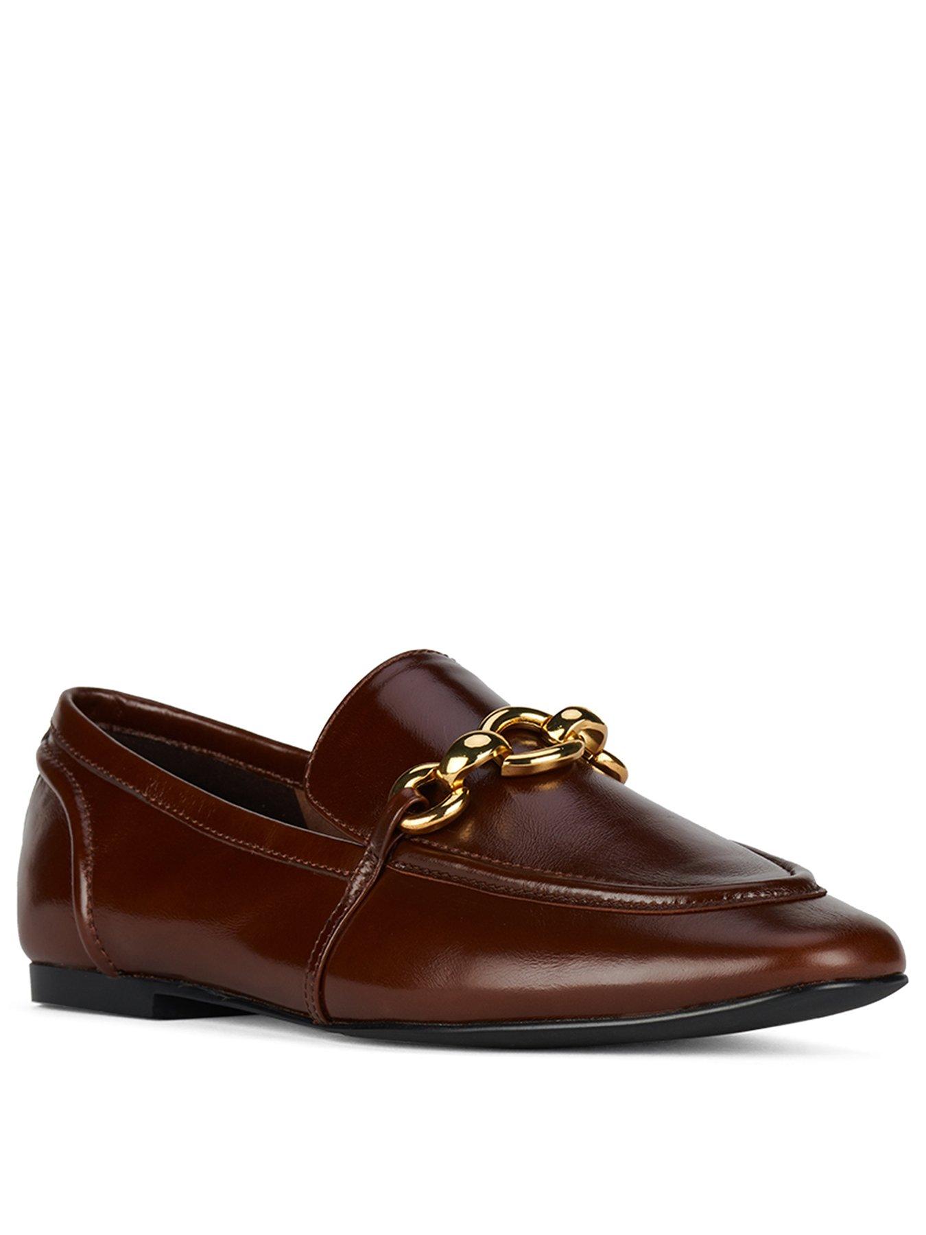 Image 2 of 6 of Jeffrey Campbell Women's Square Toe Leather Loafer Flats with Hardware Detail - Brown