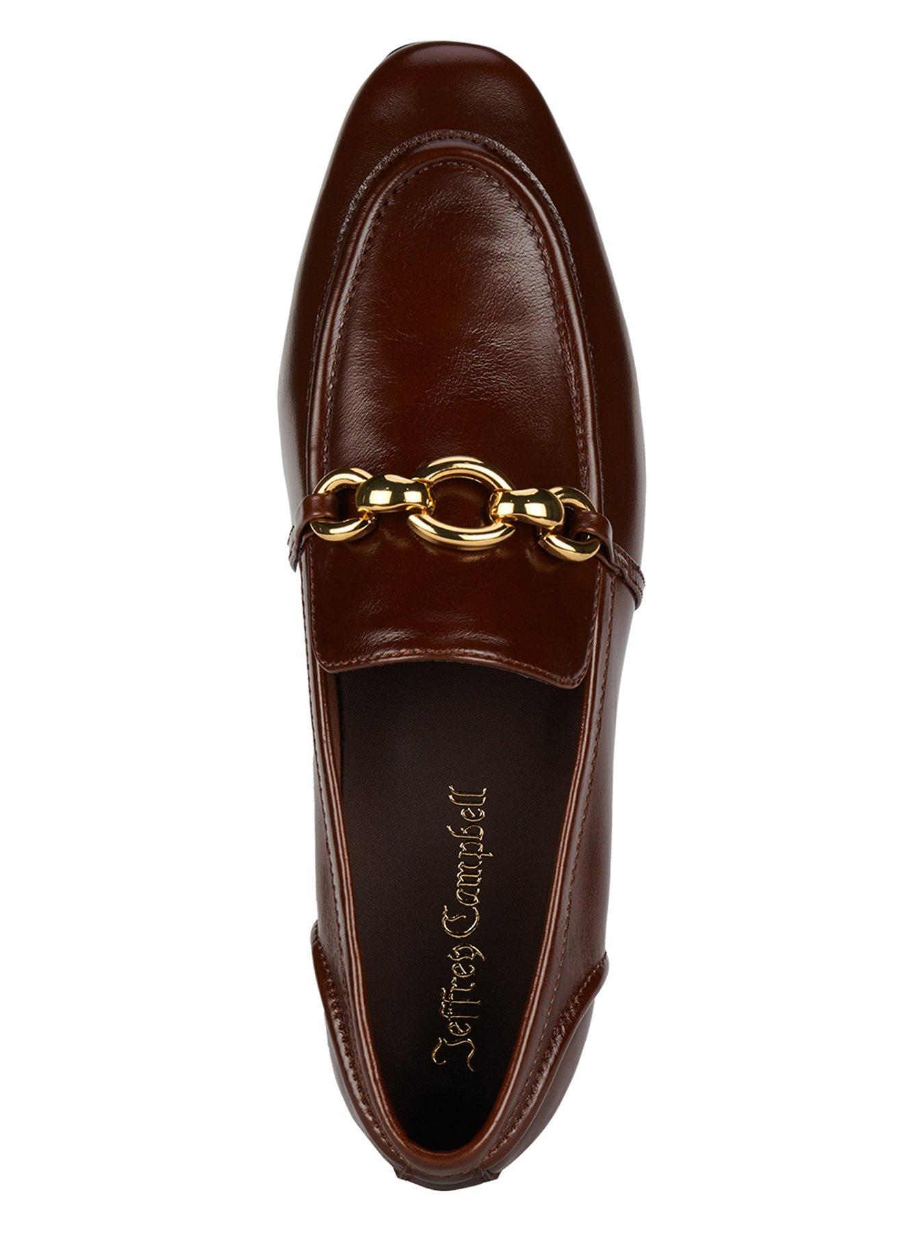 Image 4 of 6 of Jeffrey Campbell Women's Square Toe Leather Loafer Flats with Hardware Detail - Brown