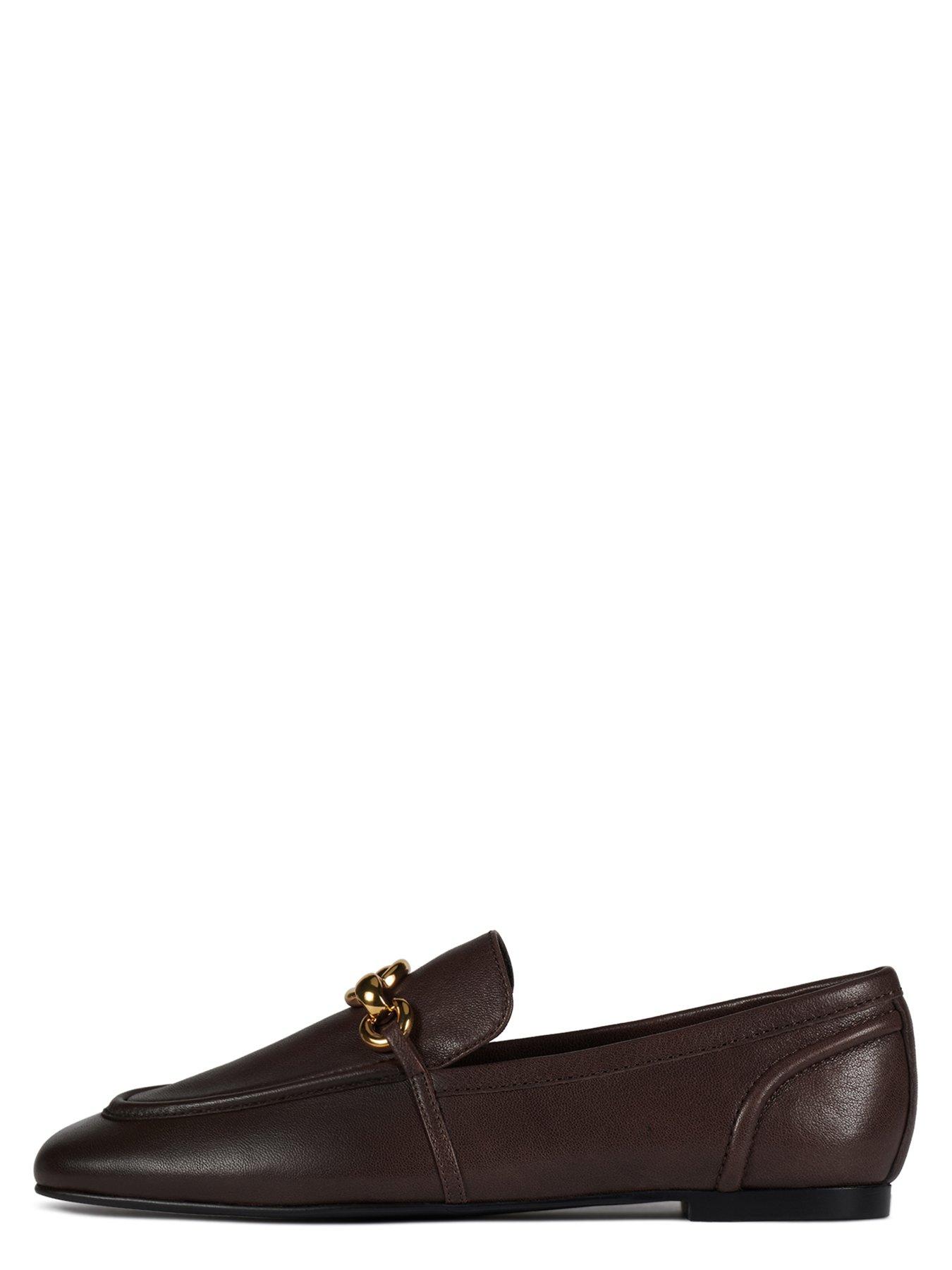 Image 6 of 6 of Jeffrey Campbell Women's Square Toe Leather Loafer Flats with Hardware Detail - Brown