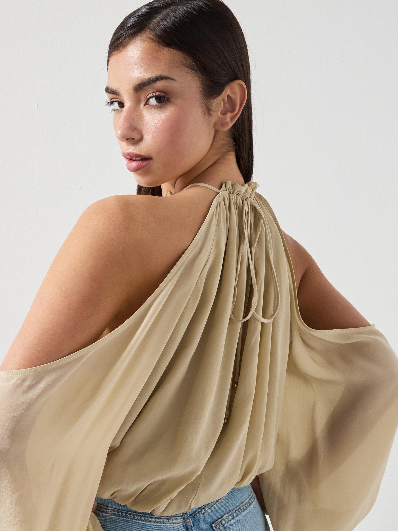 Image 6 of 6 of Mango Off-the-shoulder Lyocell Blouse - Green